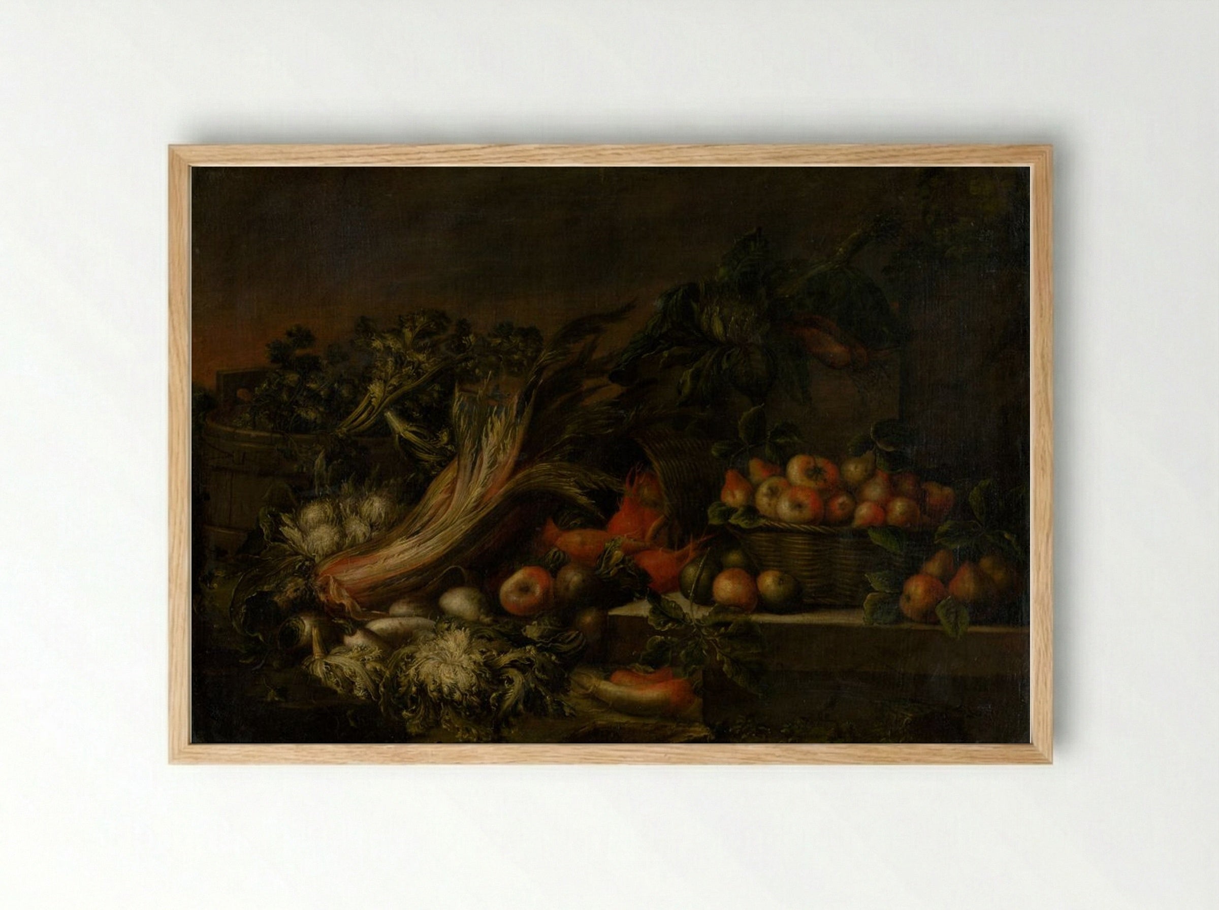 Still Life with Vegetables and Fruit - Fine Art Print - Framed Print Wood