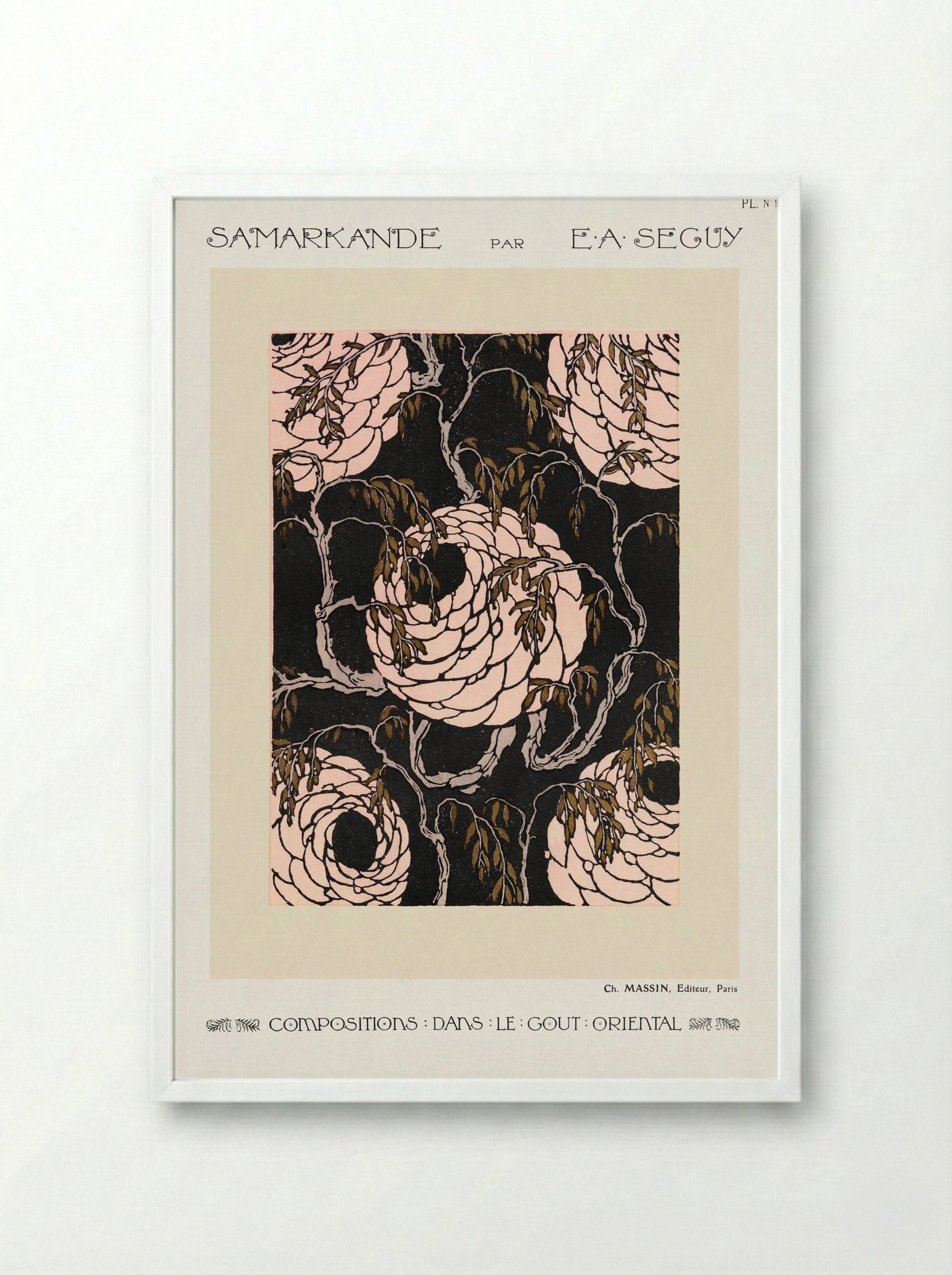 Samarkande, Plate 16 (Floral Composition in the Oriental Style) - Émile-Allain Séguy - Framed Print White