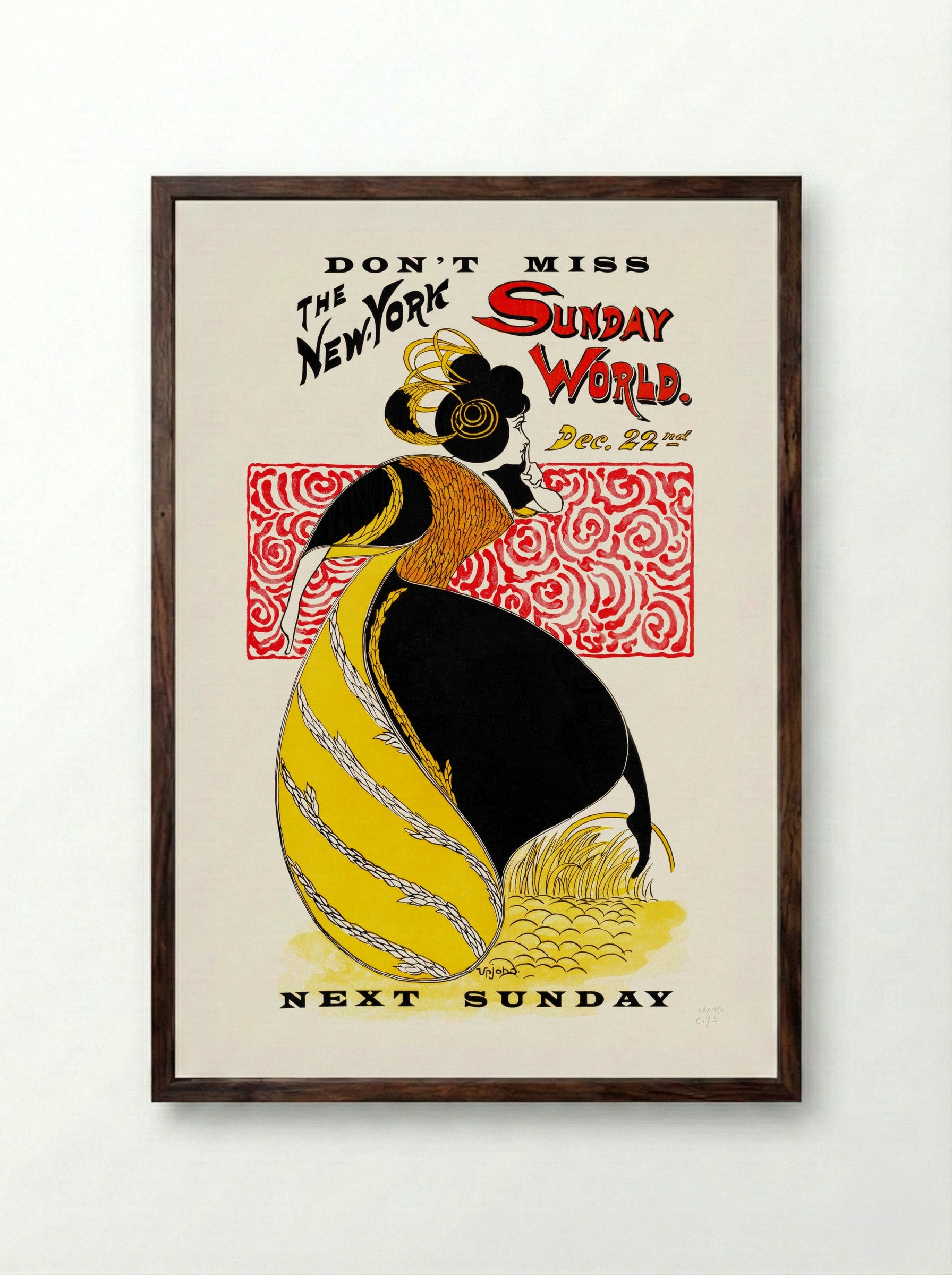 The New York Sunday World, Dec. 22nd - Frank King - Framed Print Dark Wood
