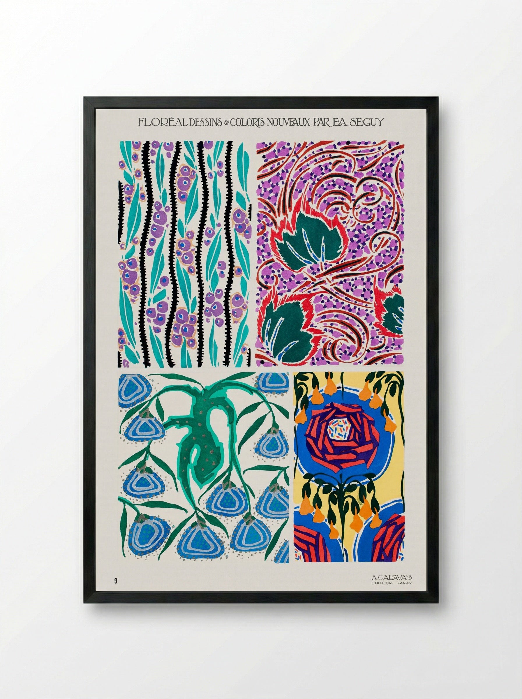 Floréal: Dessins et Coloris Nouveaux - Émile-Allain Séguy - Framed Print Black