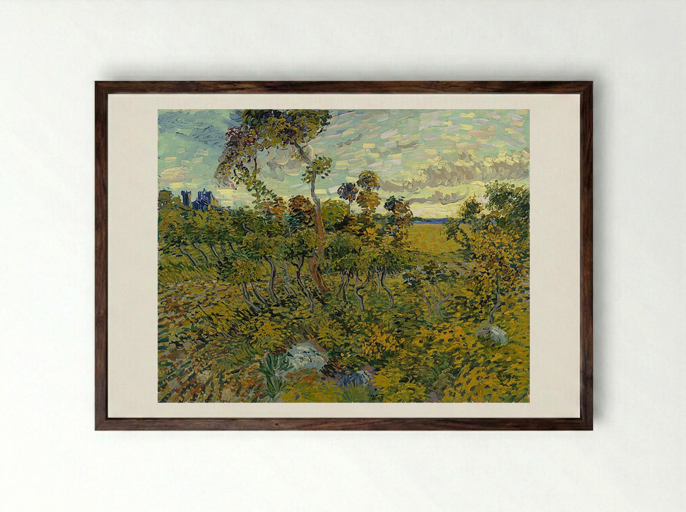 Sunset at Montmajour - Vincent van Gogh - Framed Print Dark Wood