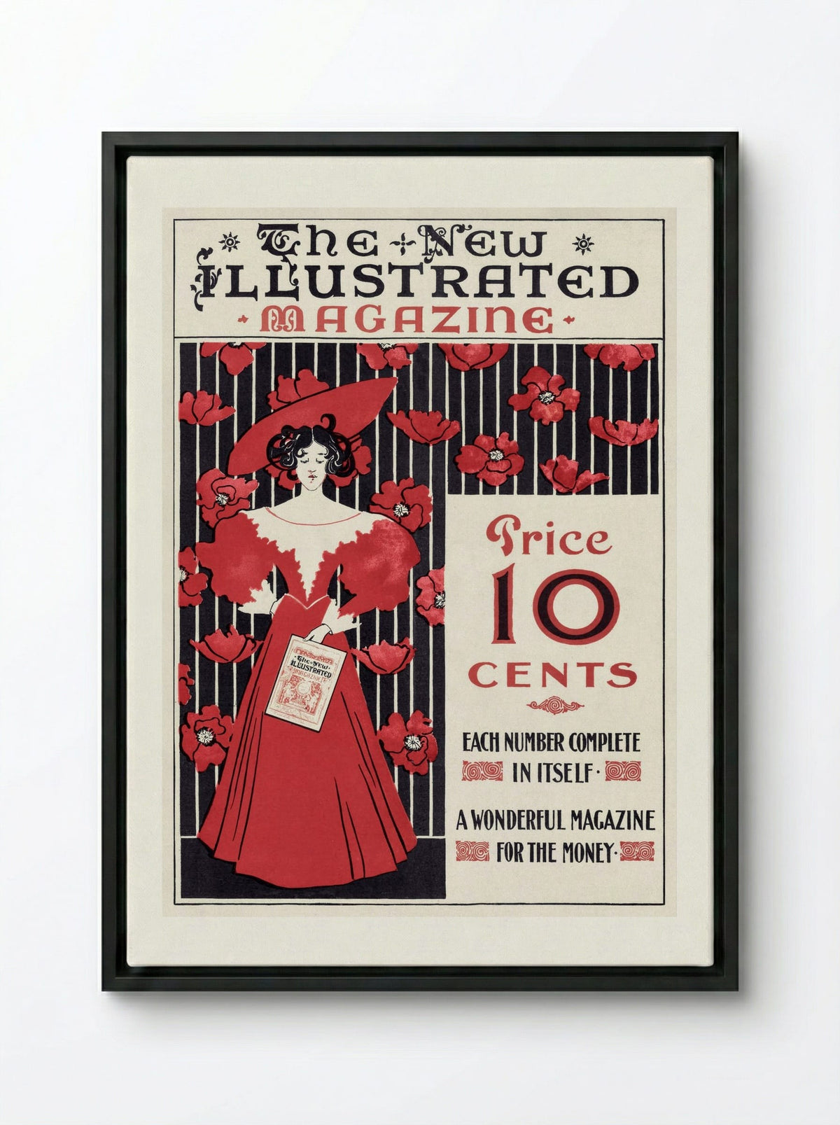 The New Illustrated Magazine (Cover Design) - Ethel Reed - Framed Canvas Black