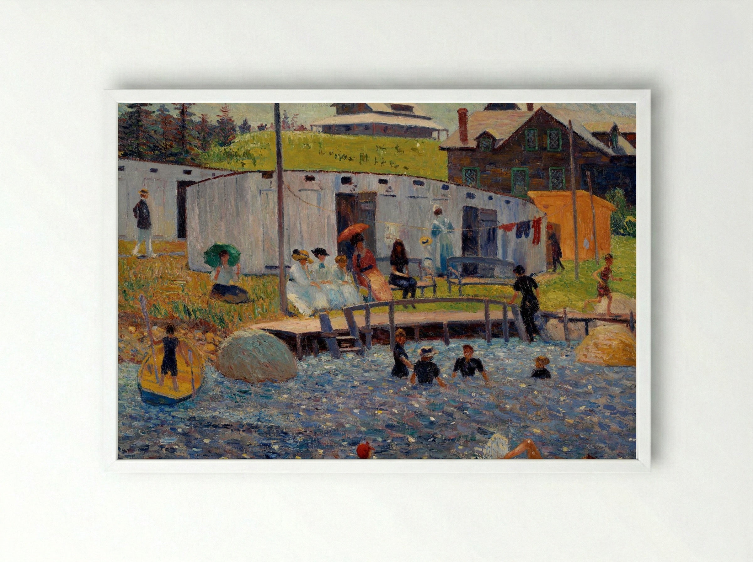 The Bathing Hour, Chester, Nova Scotia - William James Glackens - Framed Print White