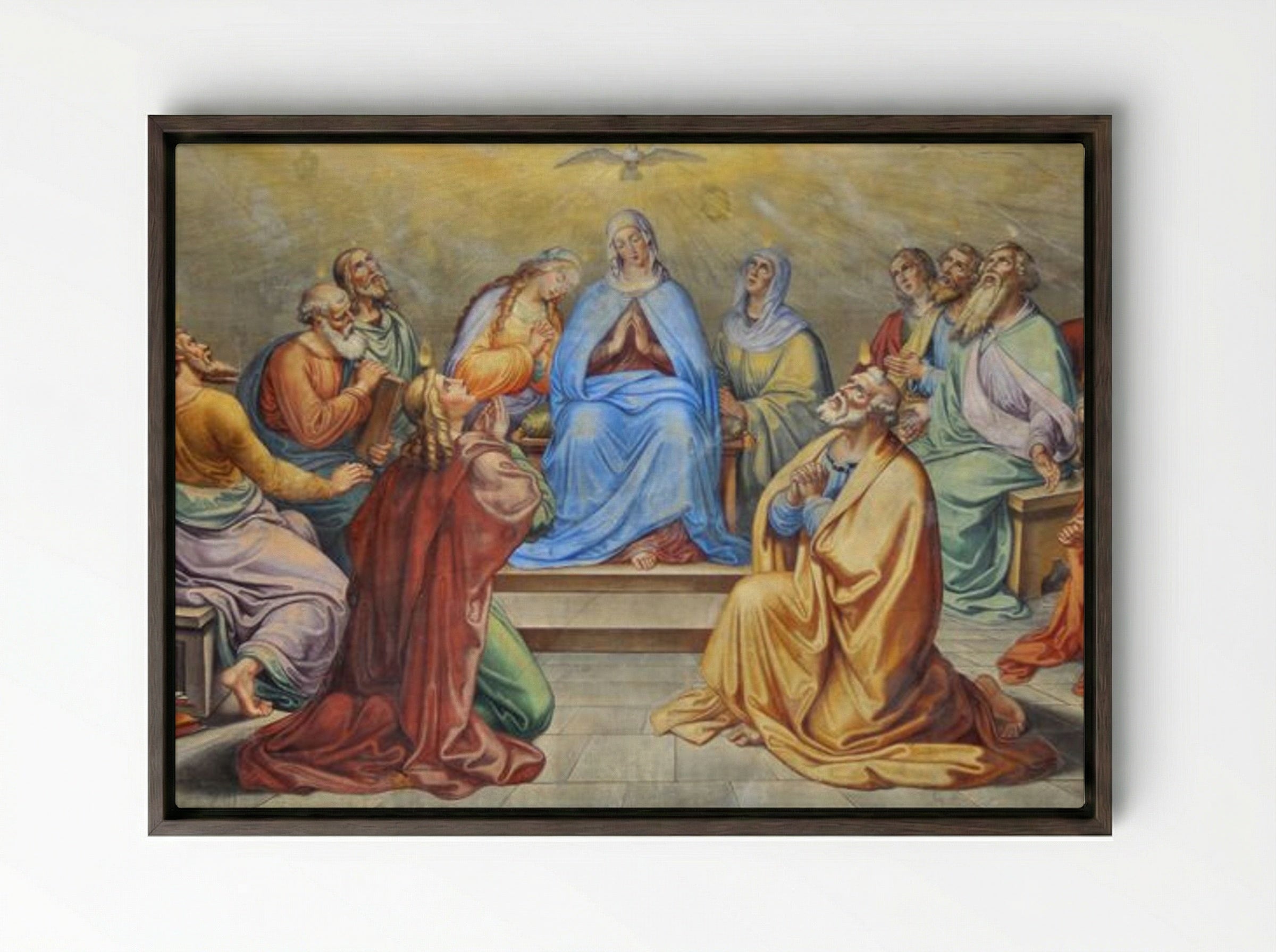 Descent of the Holy Spirit - Fine Art Print - Framed Canvas Dark Wood