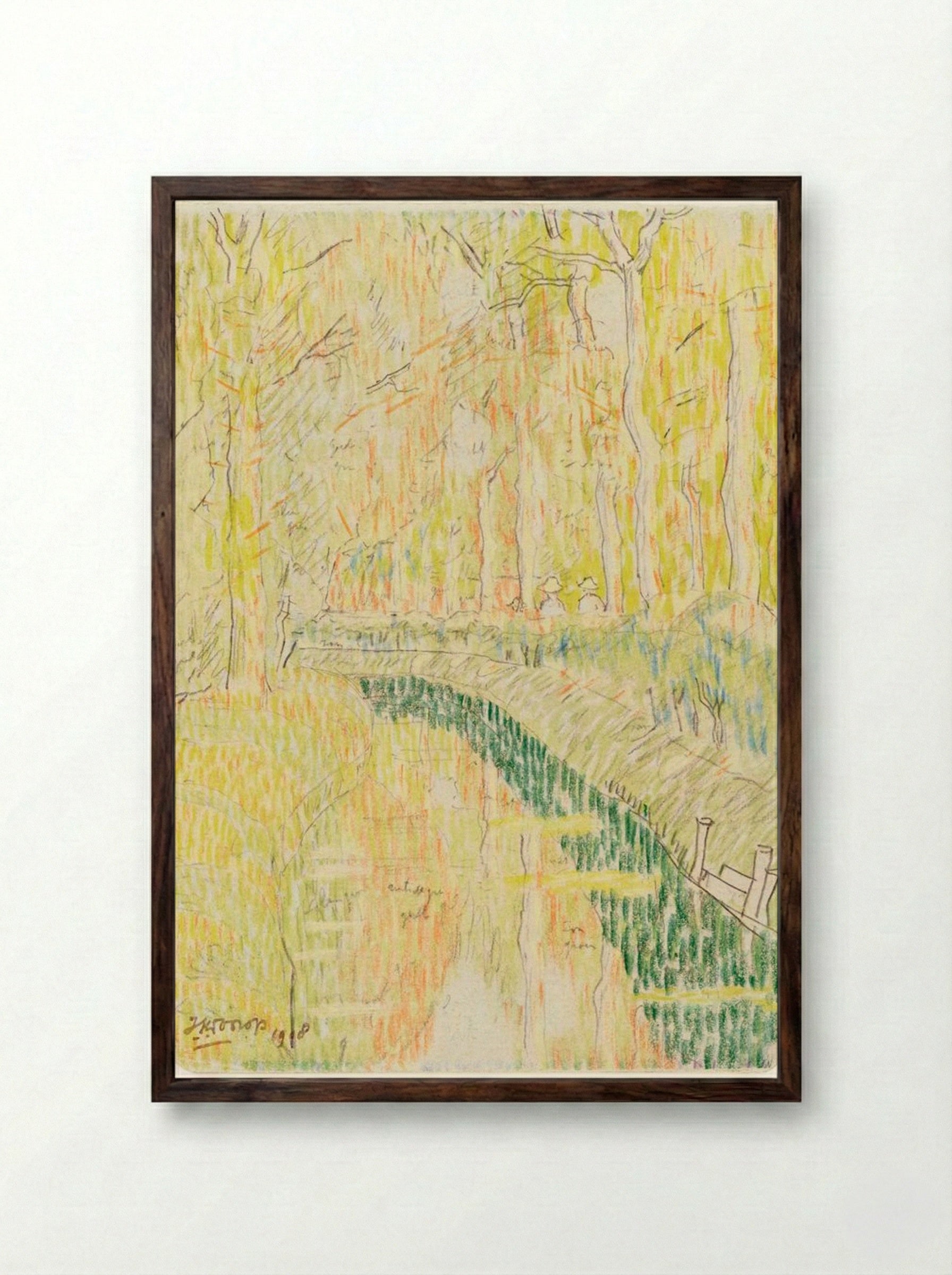 Navigates Between Trees - Jan Toorop - Framed Print Dark Wood