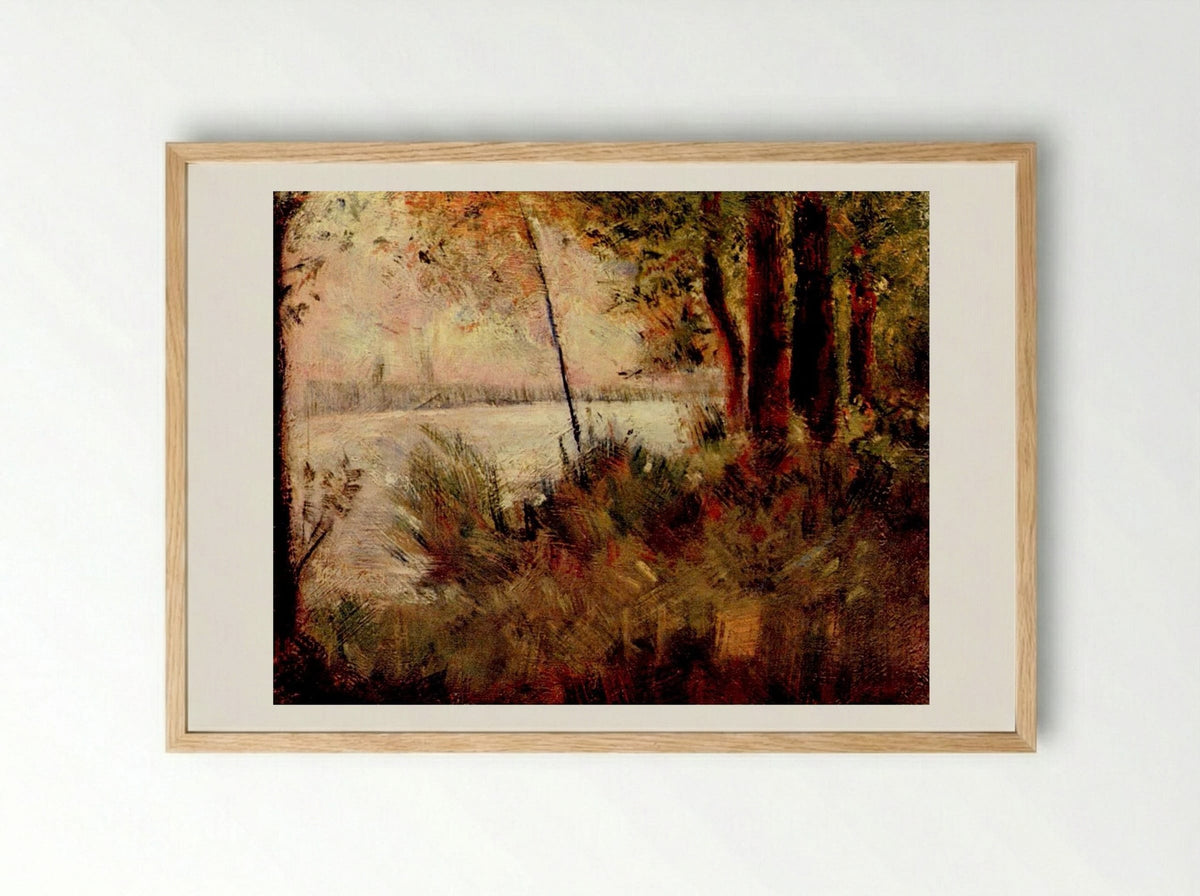 Grassy Riverbank - Fine Art Print - Framed Print Wood