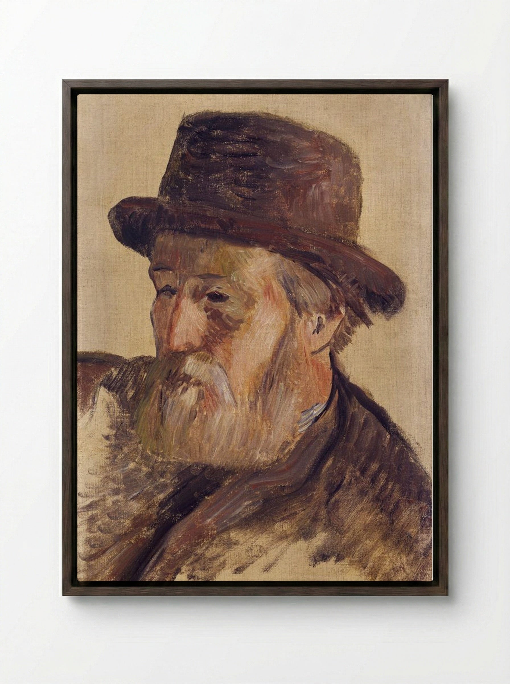 Portrait of a Man - Paul Gauguin - Framed Canvas Dark Wood