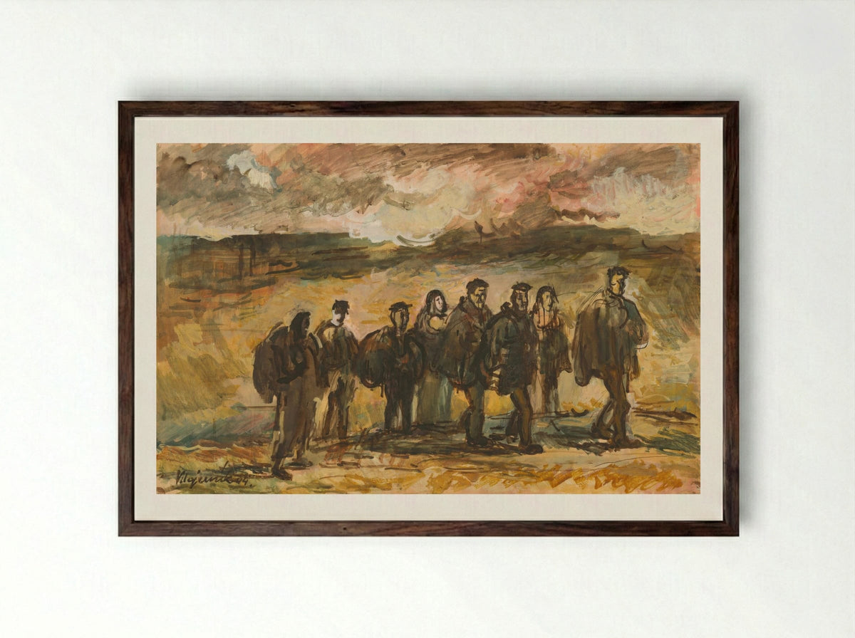 Refugees - Cyprián Majerník - Framed Print Dark Wood