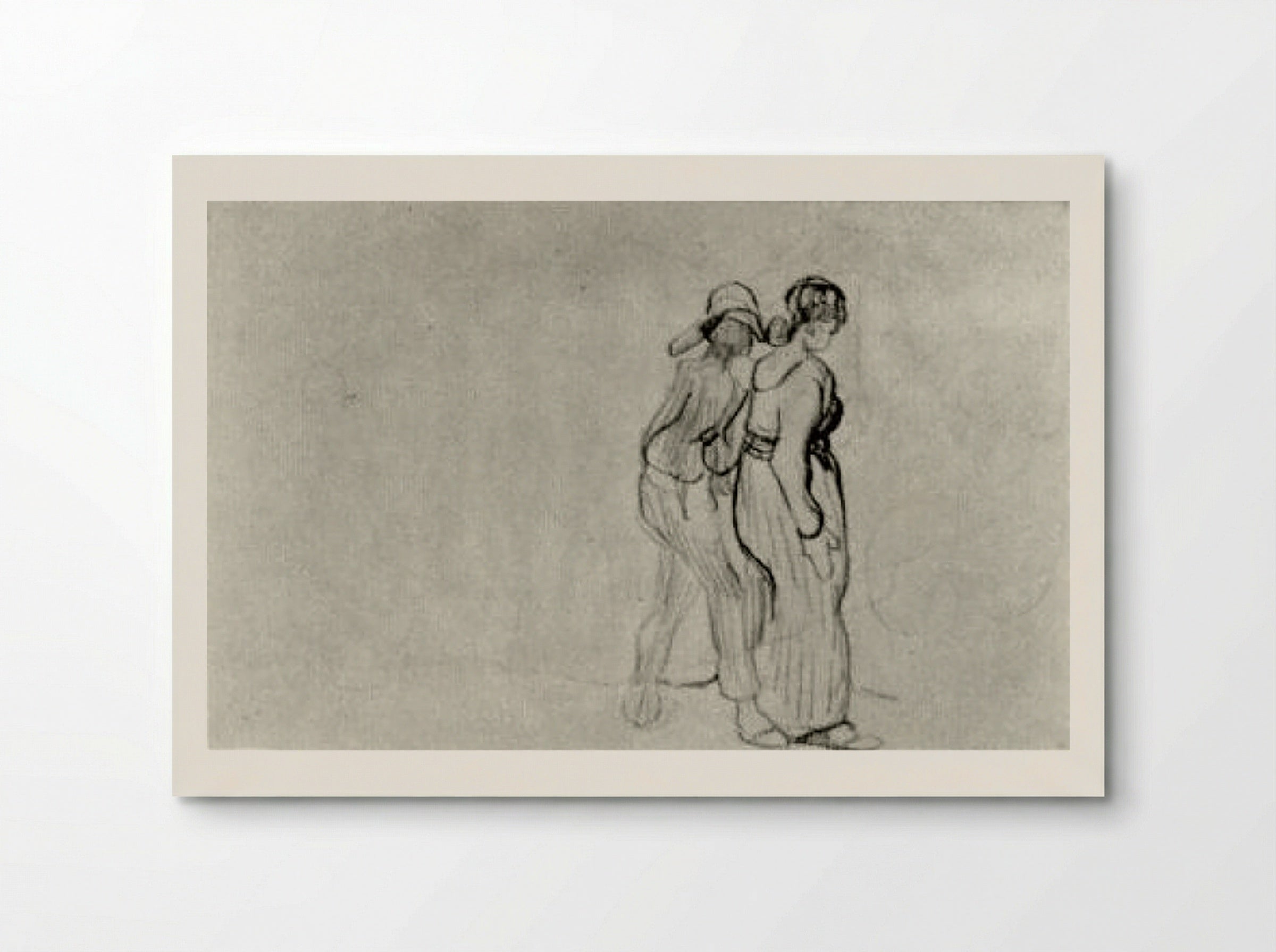 Couple Walking (Sketch) - Edgar Degas - Poster