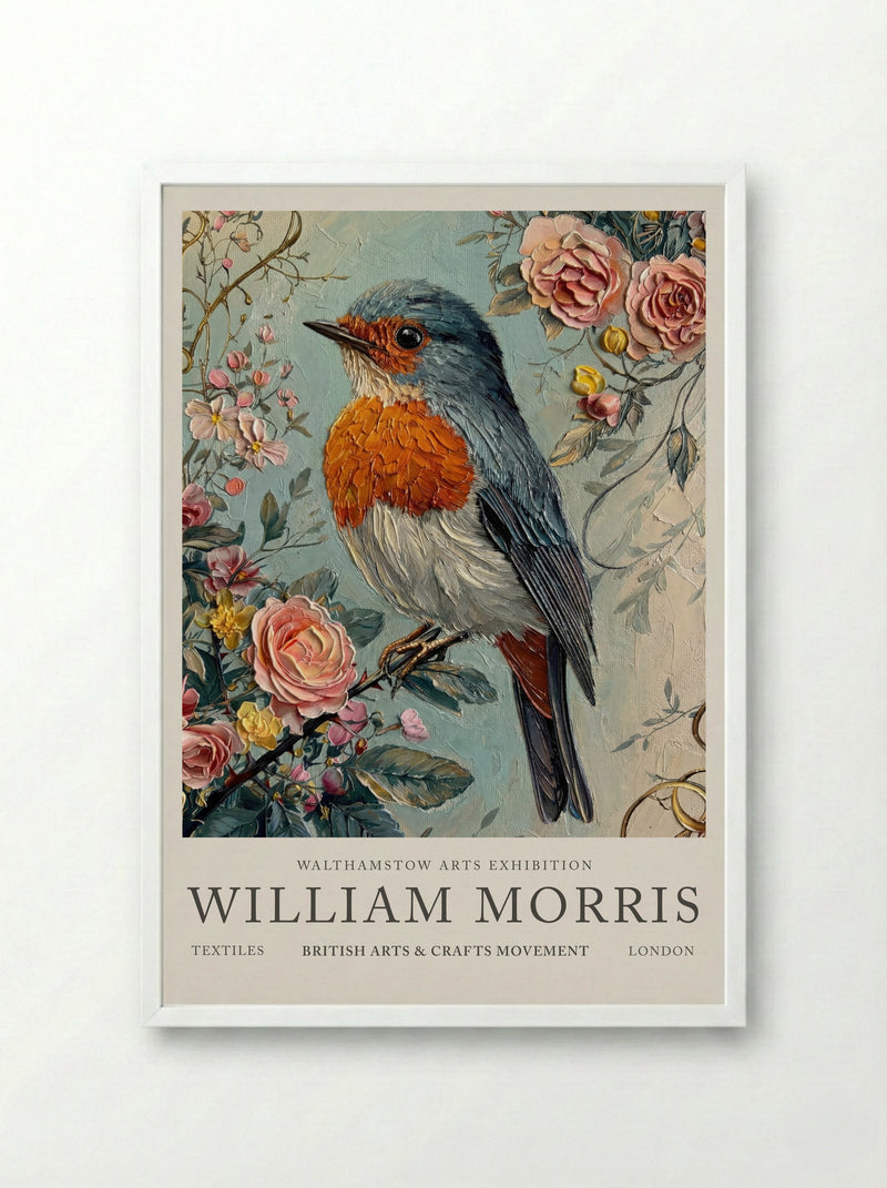 Robin Radiance - William Morris - Framed Print White
