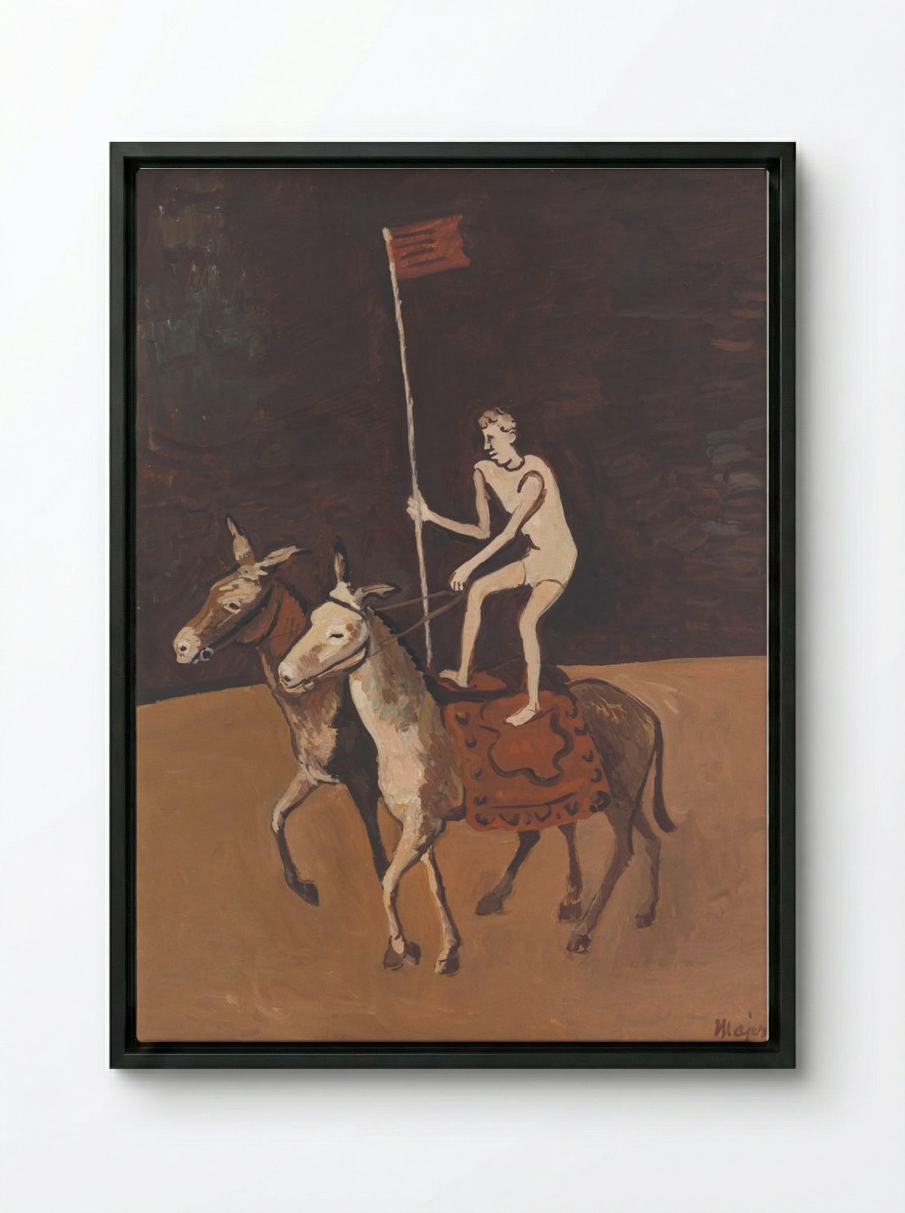 Circus Performer on Horses - Cyprián Majerník - Framed Canvas Black