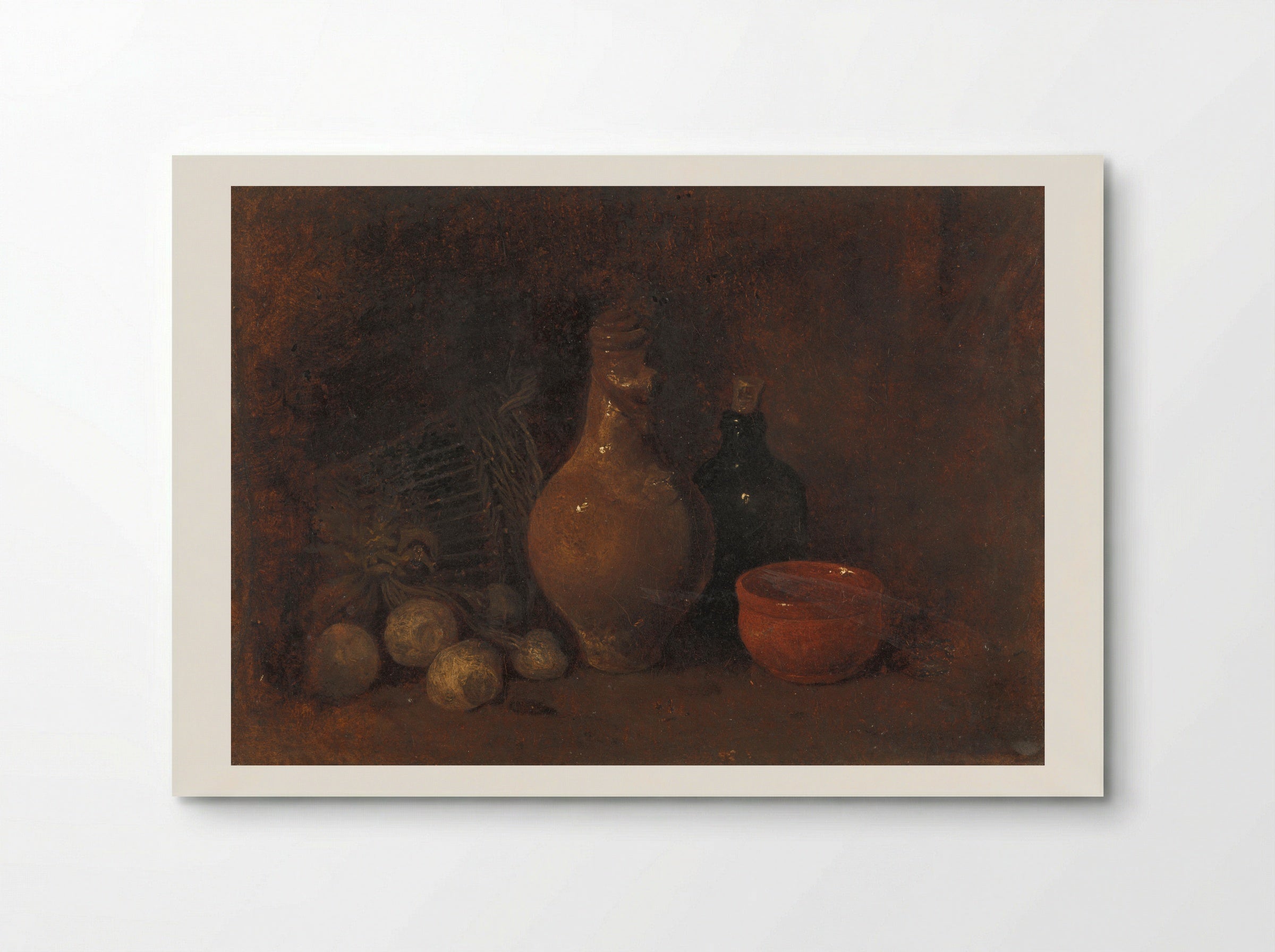 Stilleven met vier vruchten, glas en aardewerk - François Bonvin - Poster