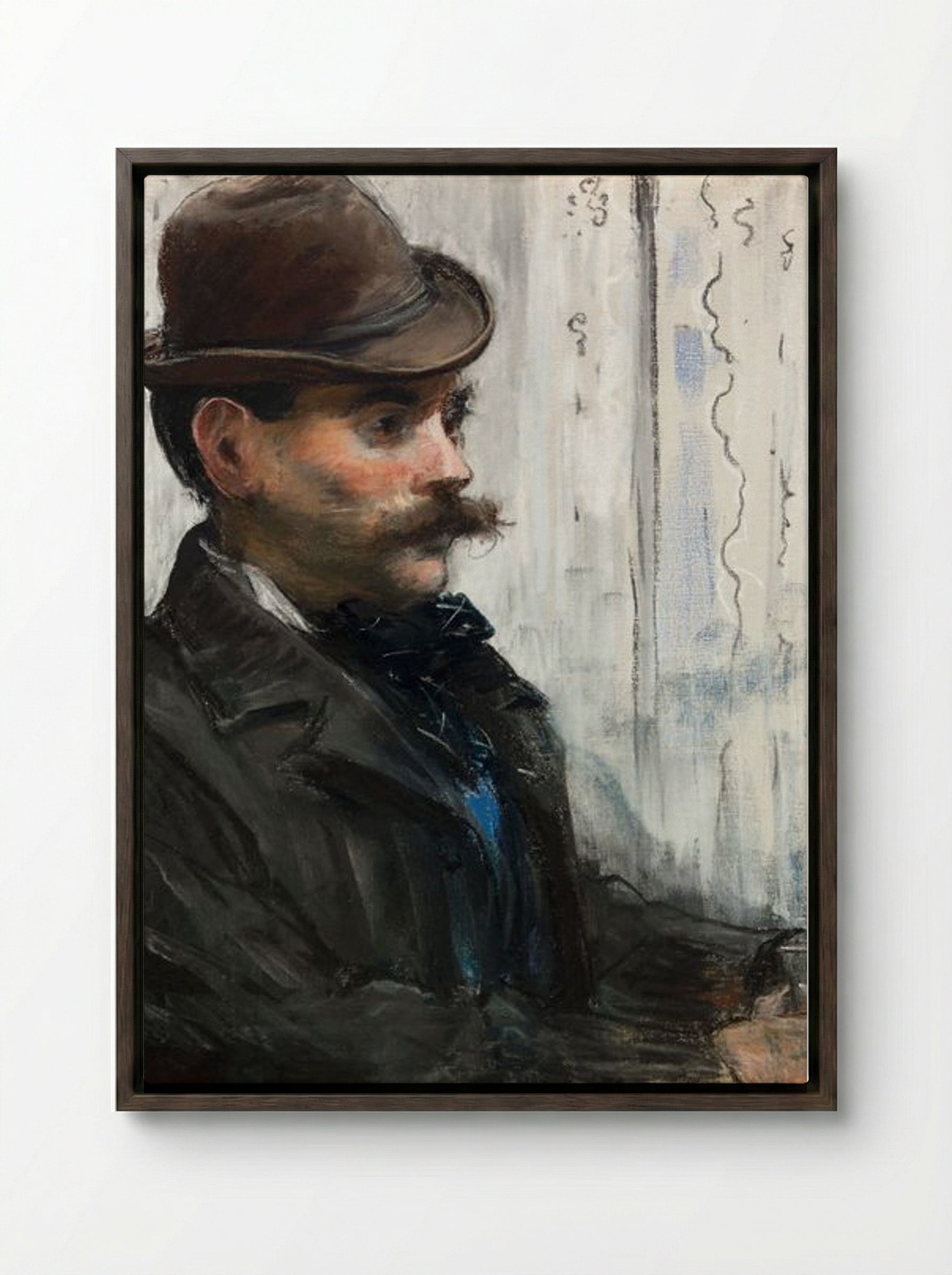Portrait of Alphonse Maureau - Édouard Manet - Framed Canvas Dark Wood