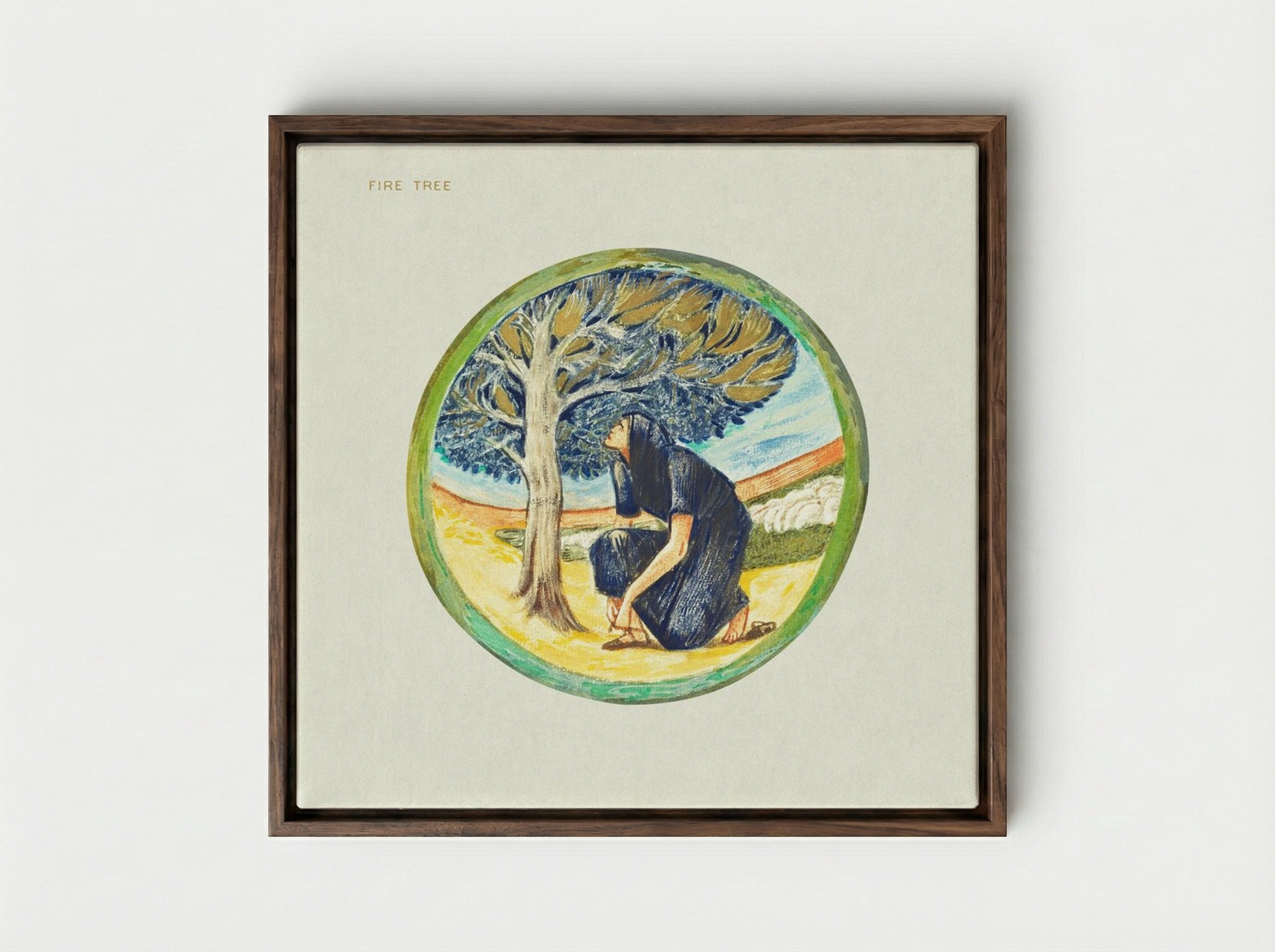 Fire Tree from The Flower Book - Edward Burne-Jones - Framed Canvas Dark Wood