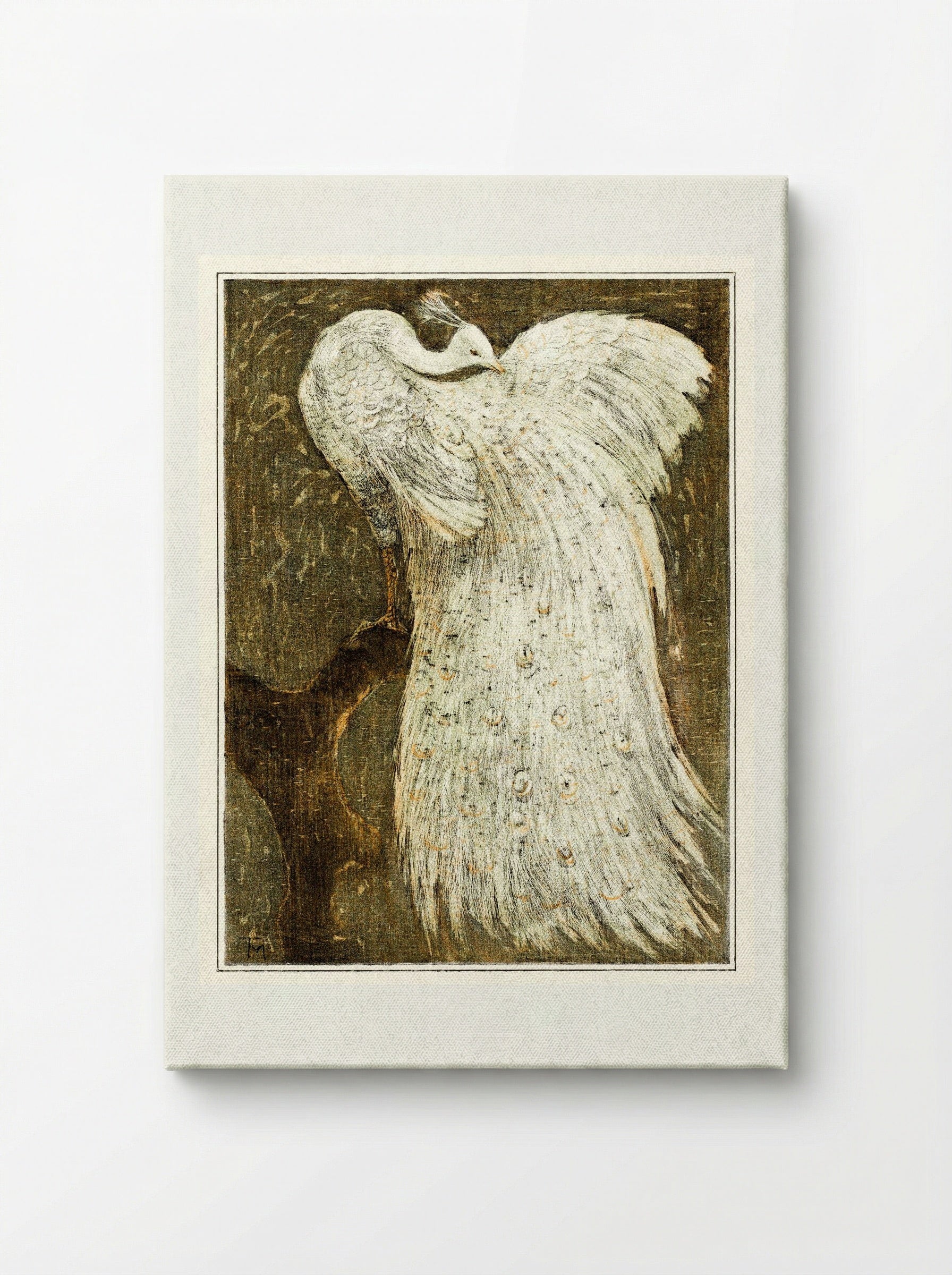 White Peacock on a Branch - Theo van Hoytema - Canvas