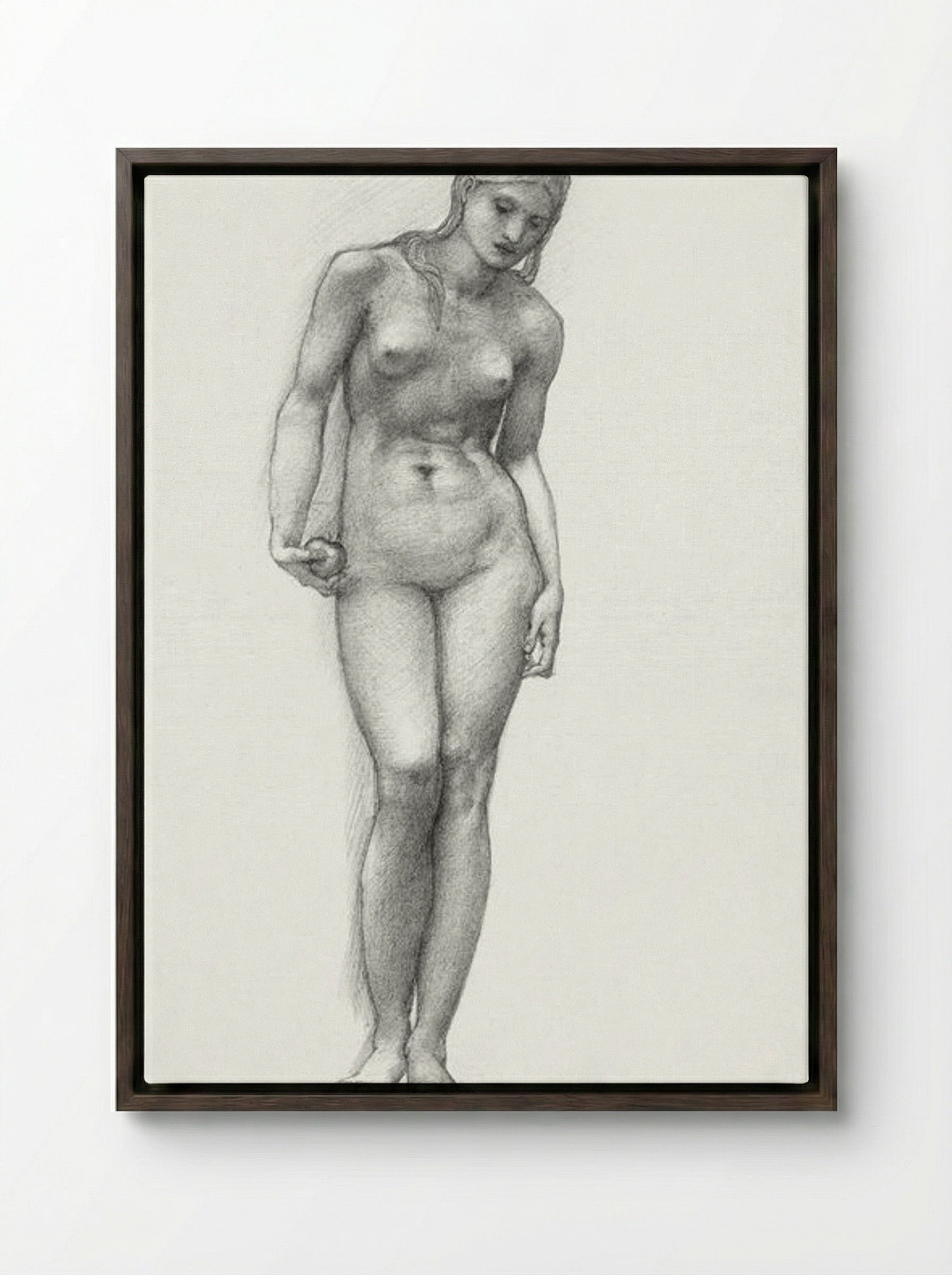 Venus with Golden Apple - Edward Burne-Jones - Framed Canvas Dark Wood