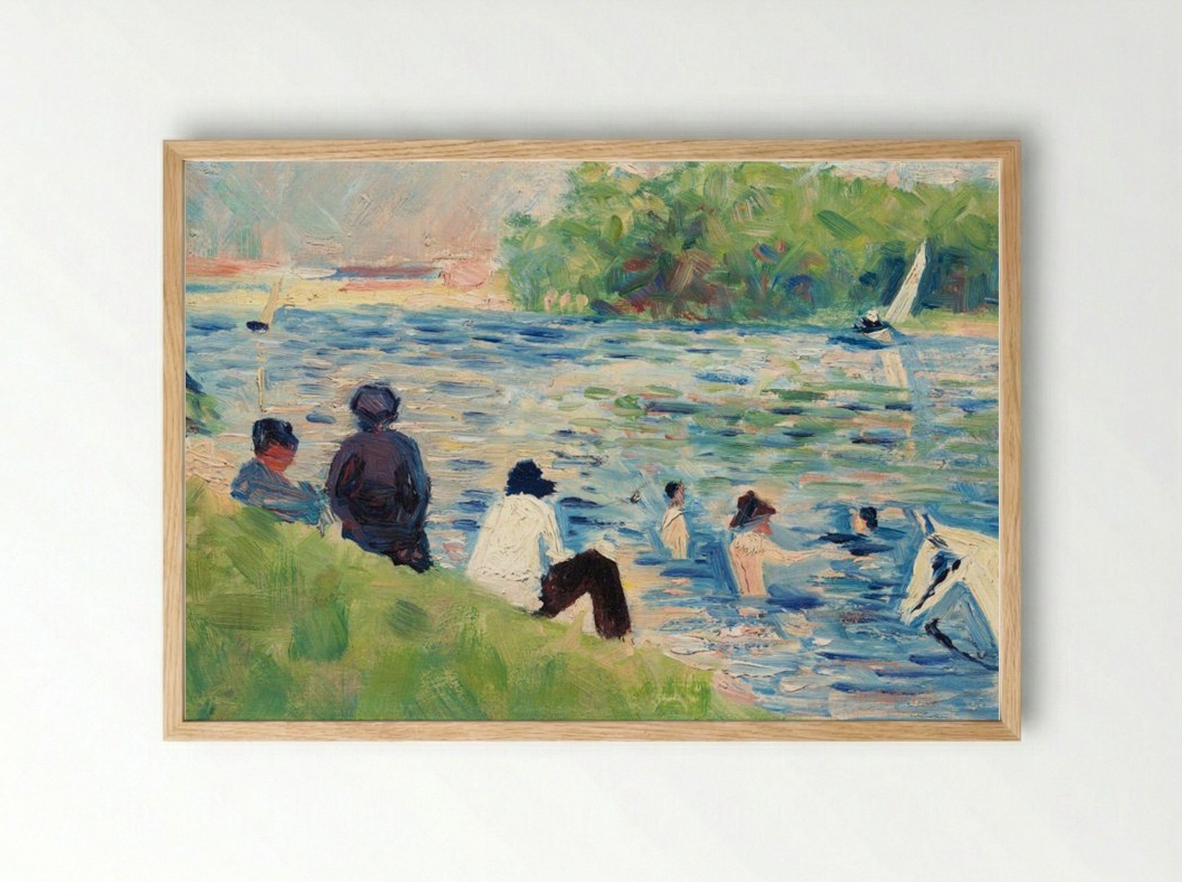 Study for 'Bathers at Asnières' - Georges Seurat - Framed Print Wood