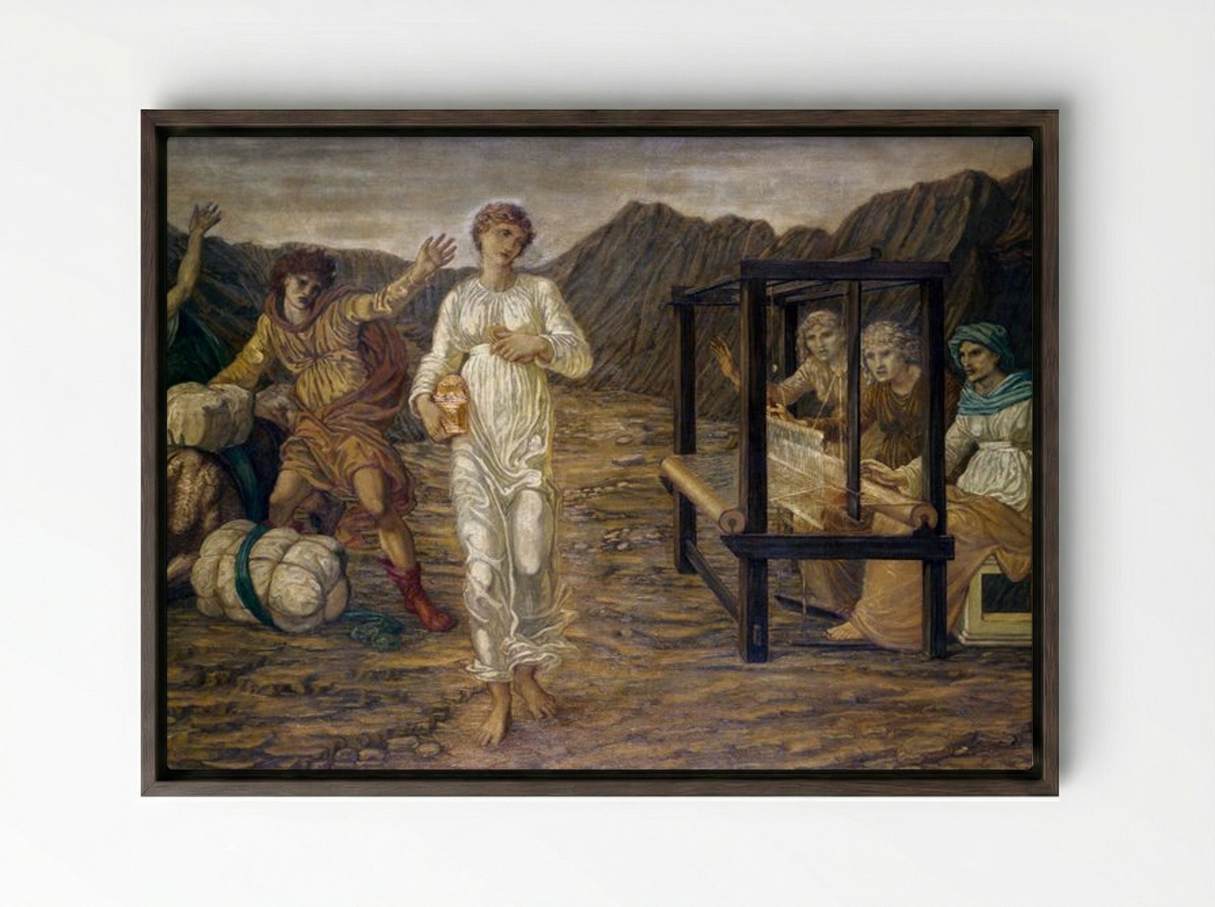 Psyche Set by Venus the Task - Edward Burne-Jones - Framed Canvas Dark Wood