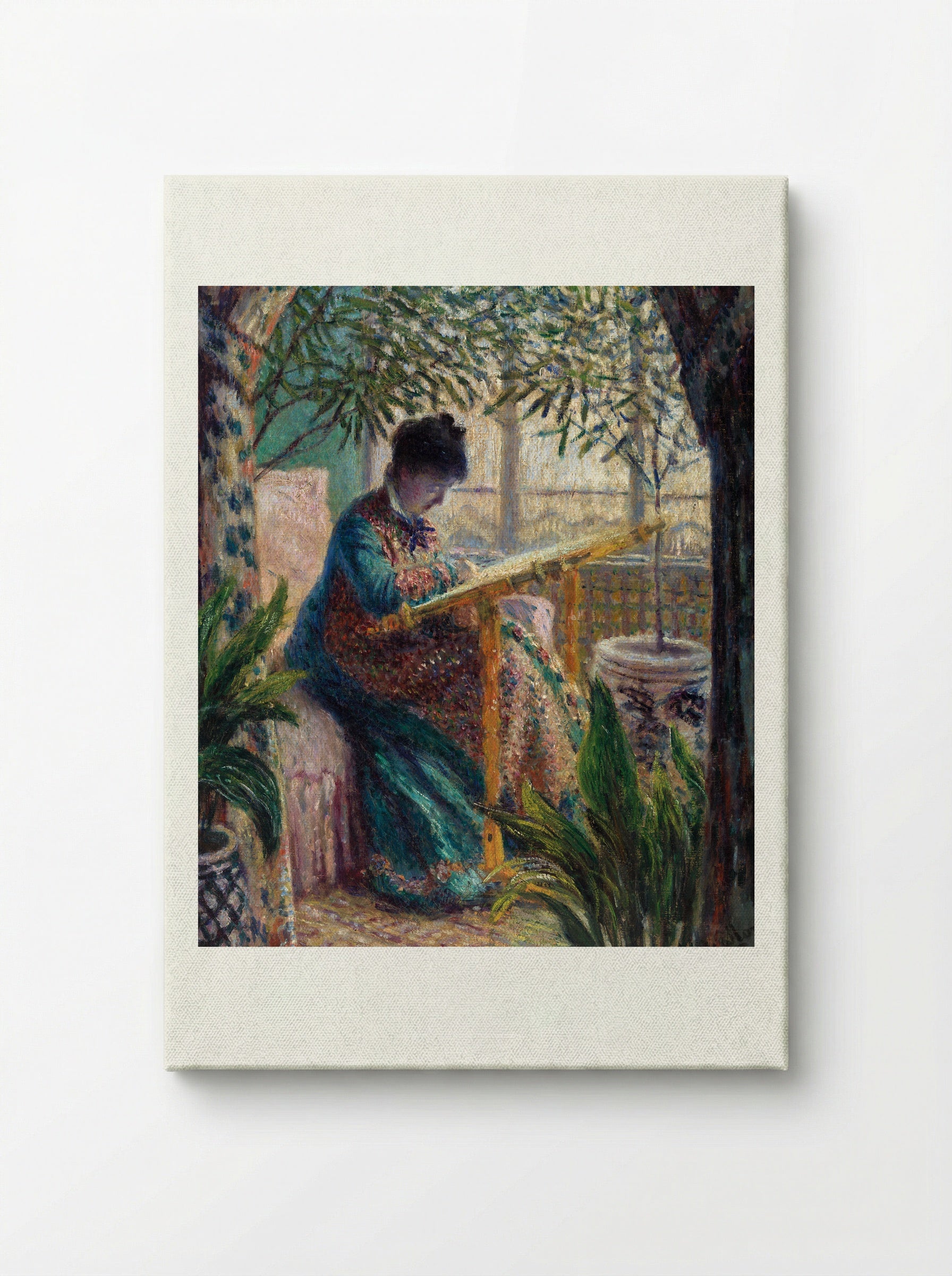 Madame Monet Embroidering - Claude Monet - Canvas