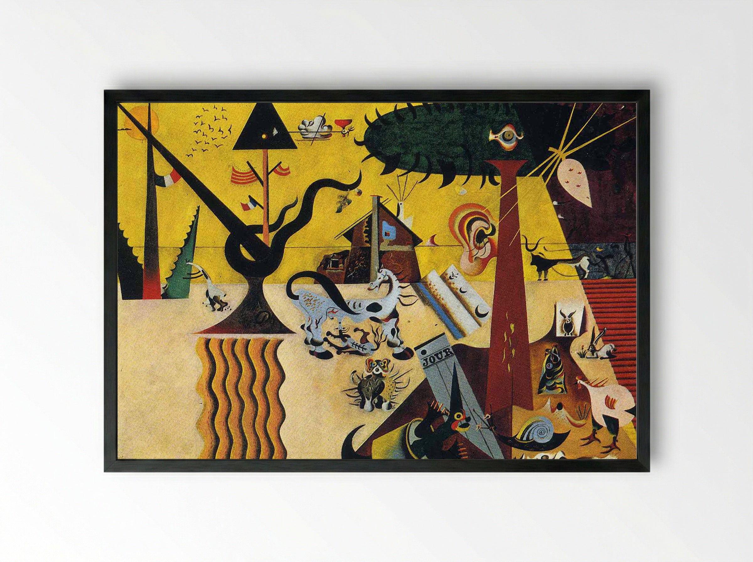 The Tilled Field - Joan Miró - Framed Print Black
