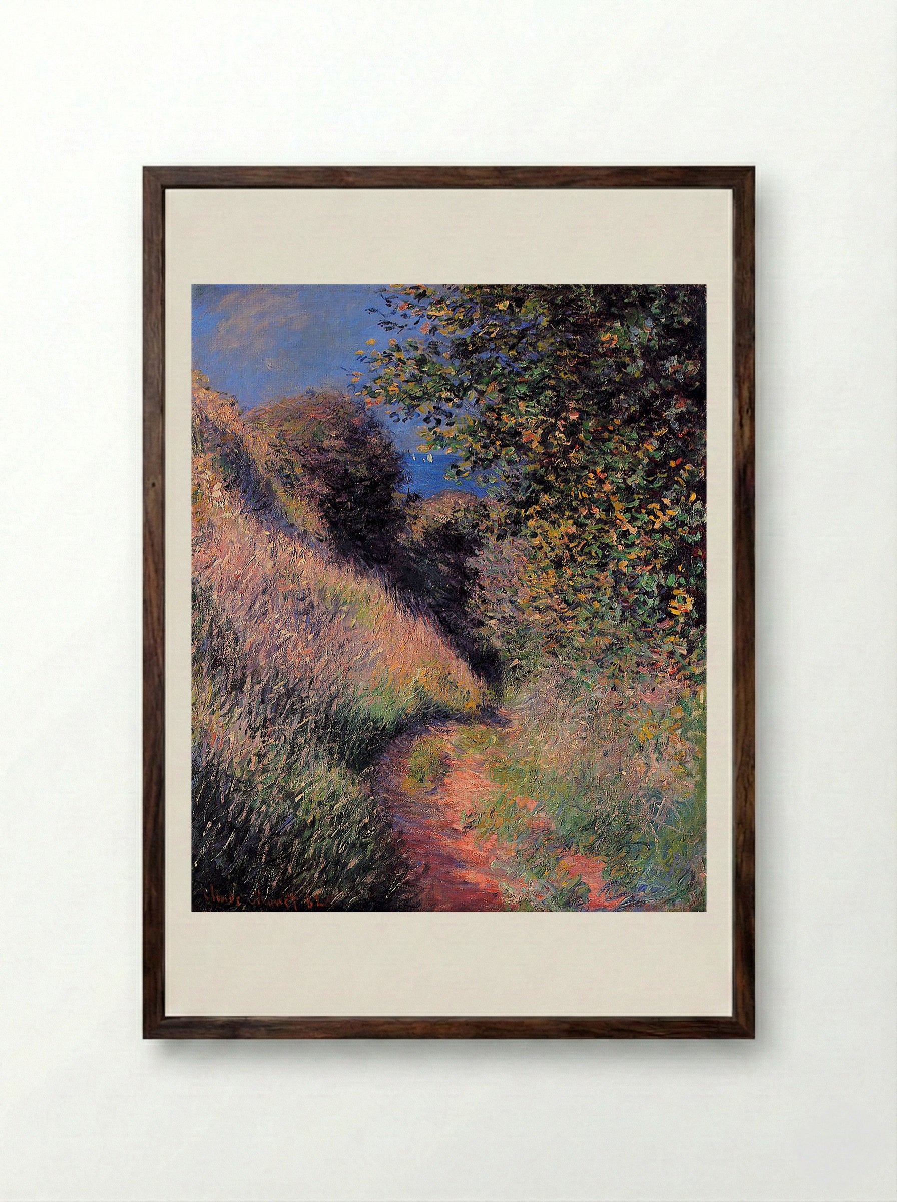 Path at Pourville - Claude Monet - Framed Print Dark Wood