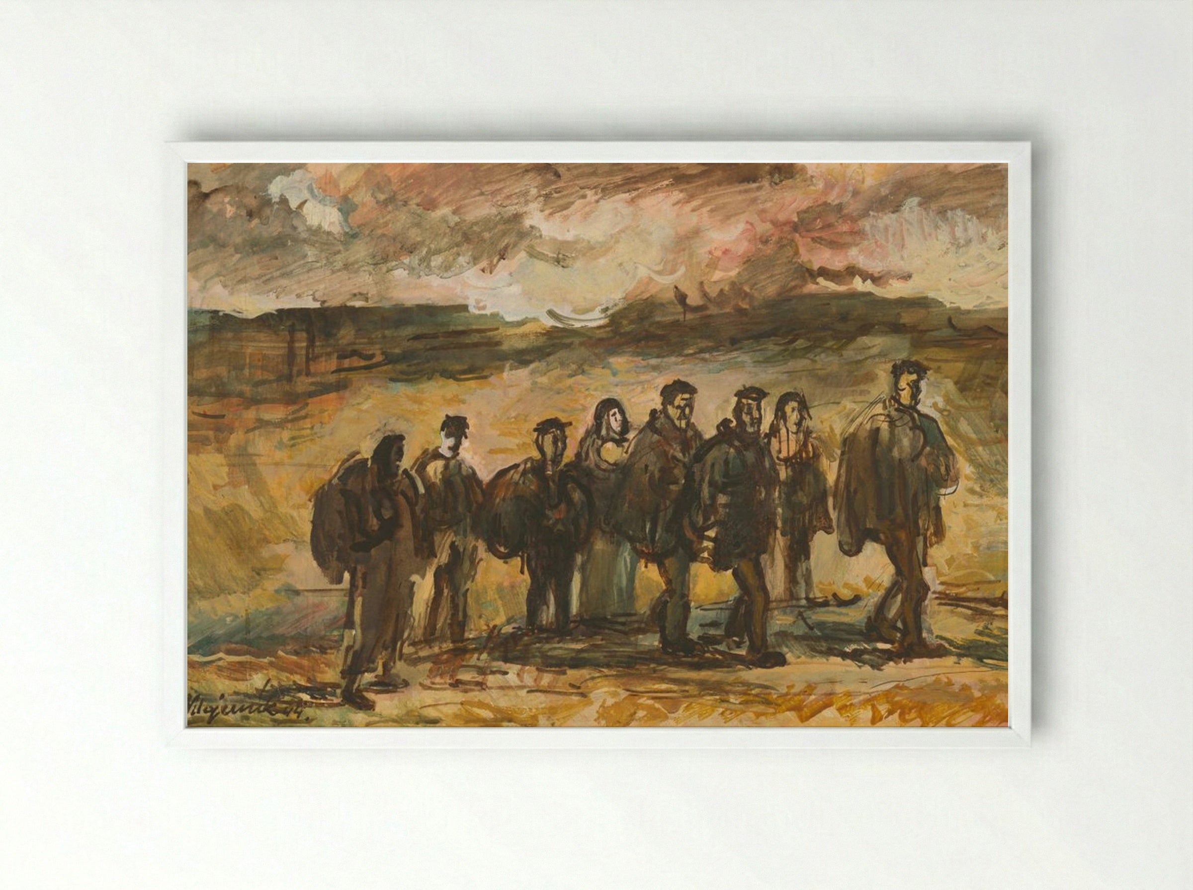 Refugees - Cyprián Majerník - Framed Print White