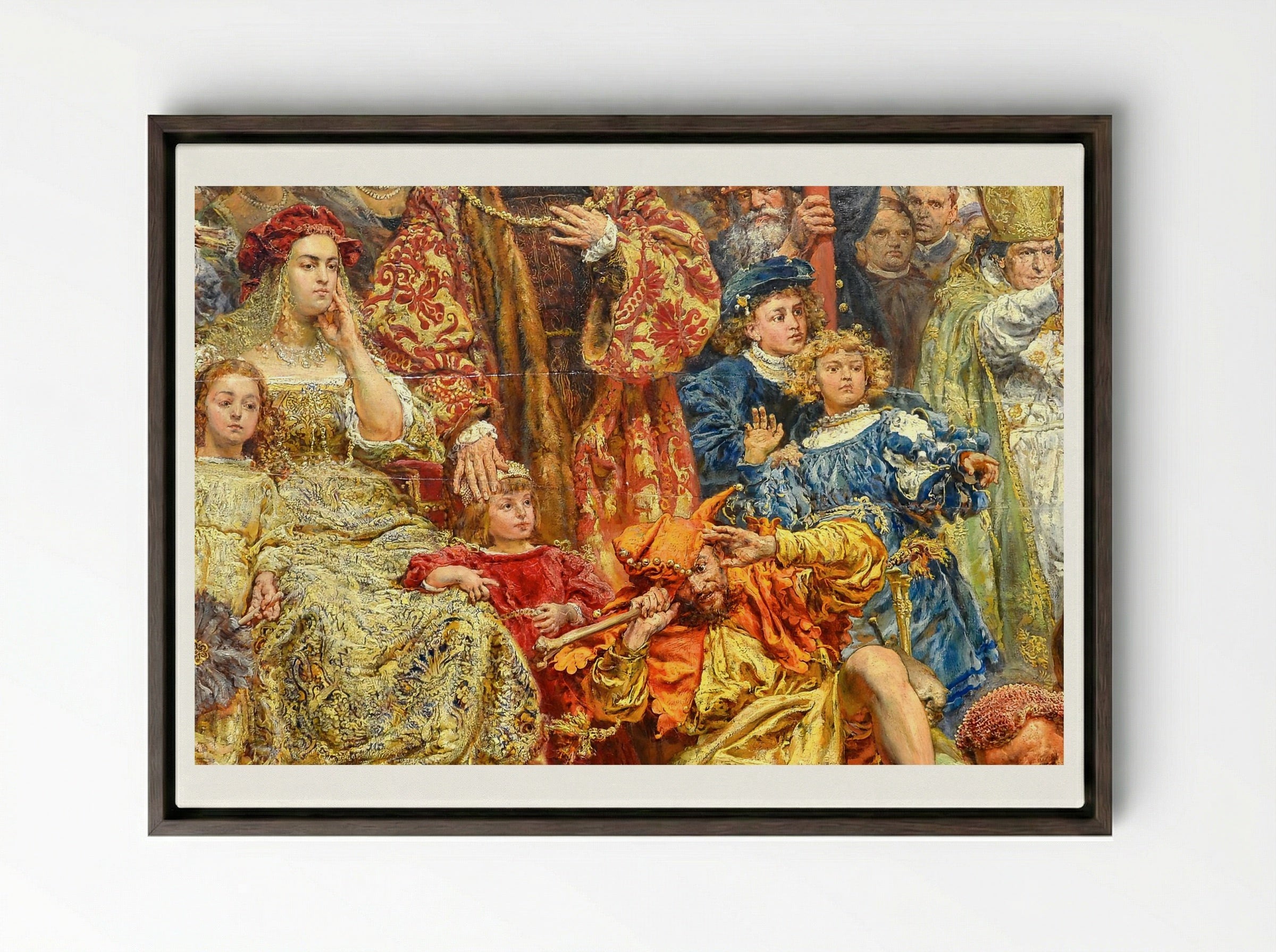Fragment of The Hanging of the Sigismund Bell - Jan Matejko - Framed Canvas Dark Wood