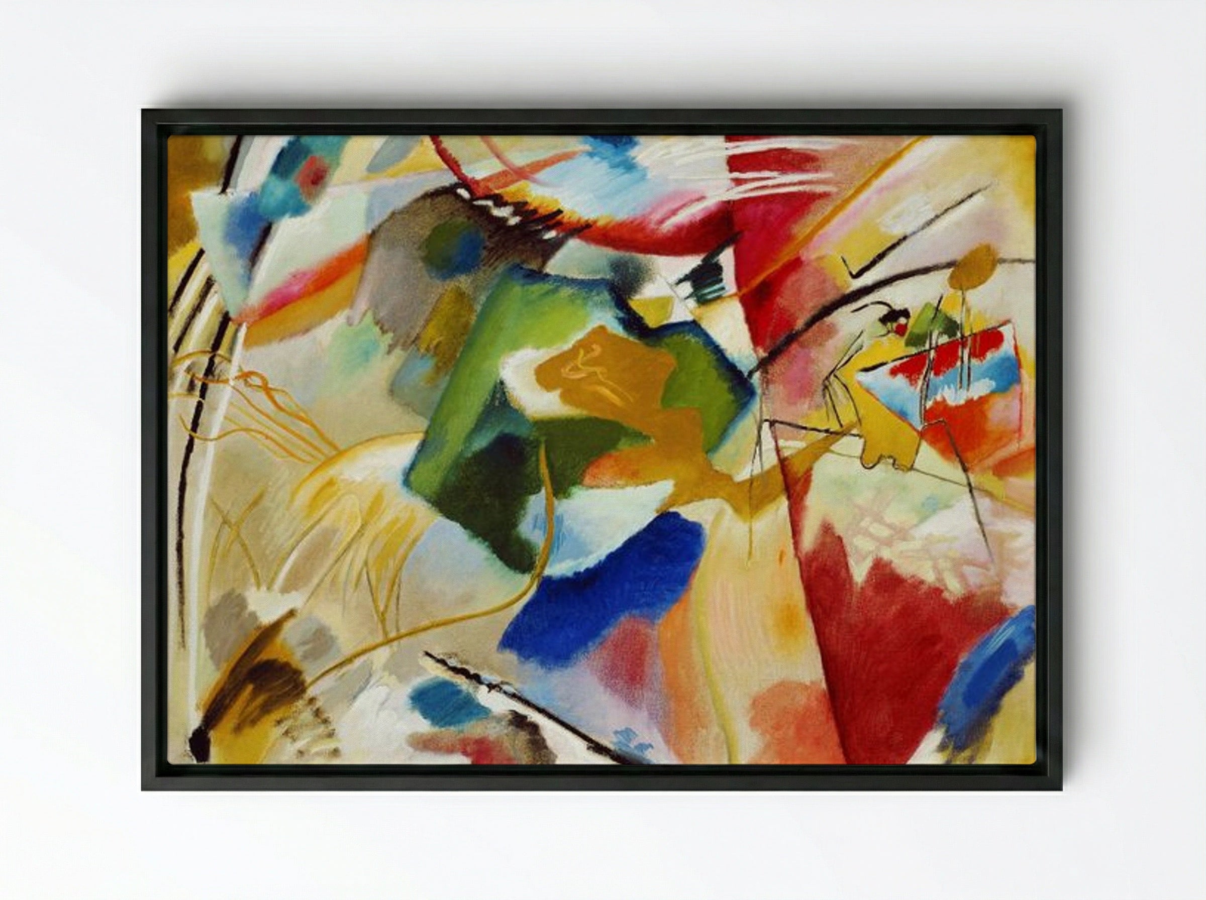 Painting with Green Centre - Wassily Kandinsky - Framed Canvas Black