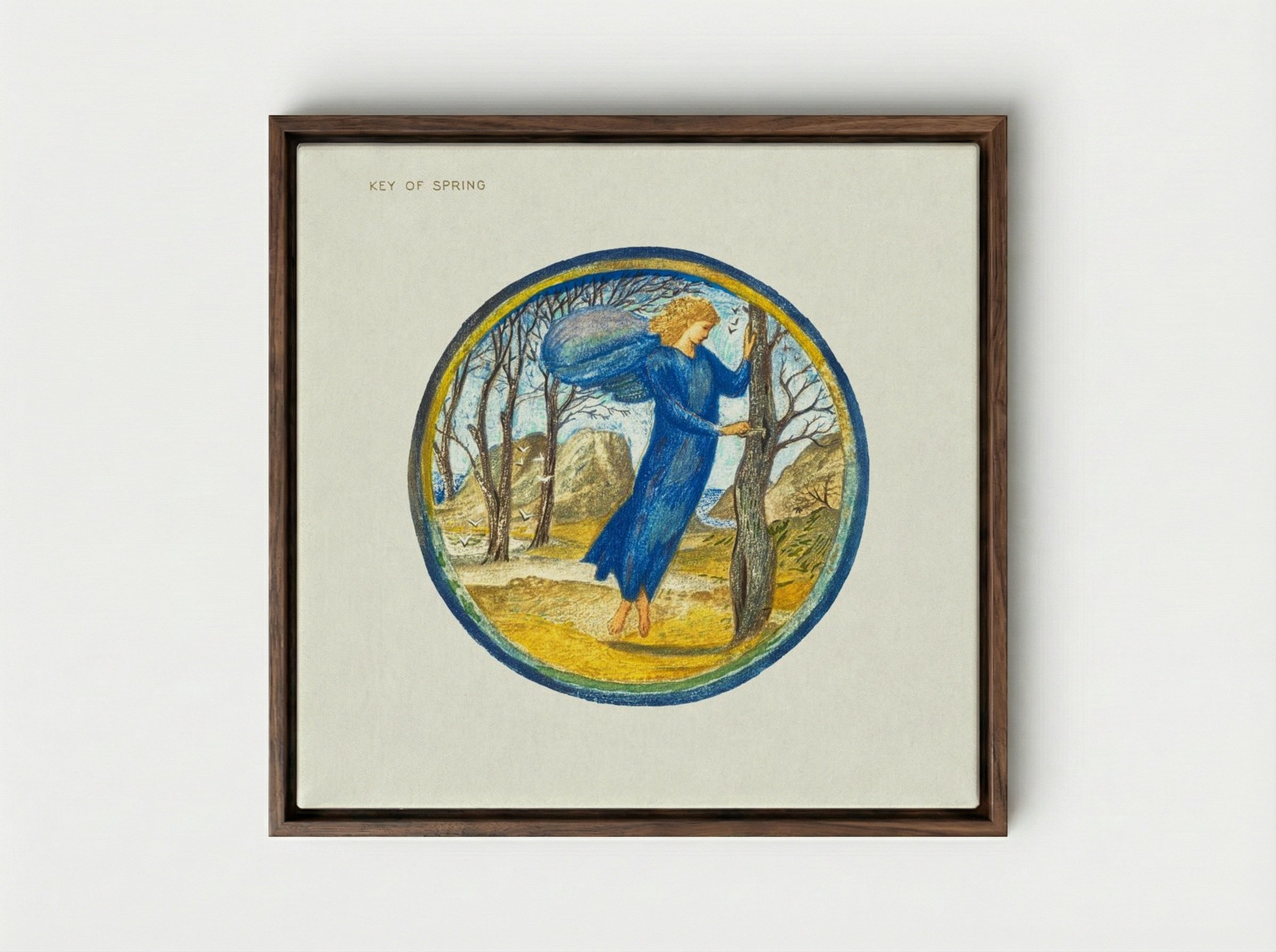 Key of Spring - Edward Burne-Jones - Framed Canvas Dark Wood