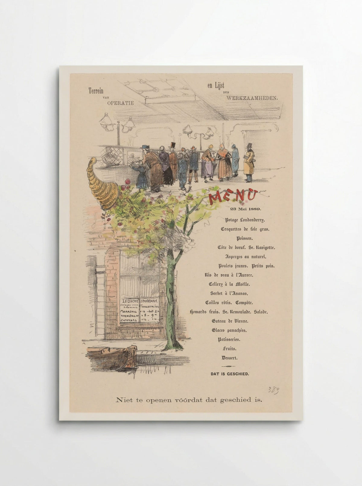 Menu for the Leidsche Spaarbank - Theo van Hoytema - Poster