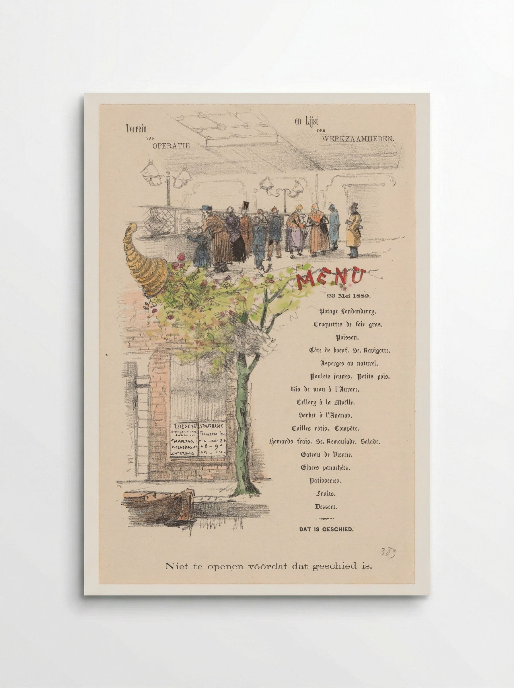Menu for the Leidsche Spaarbank - Theo van Hoytema - Poster