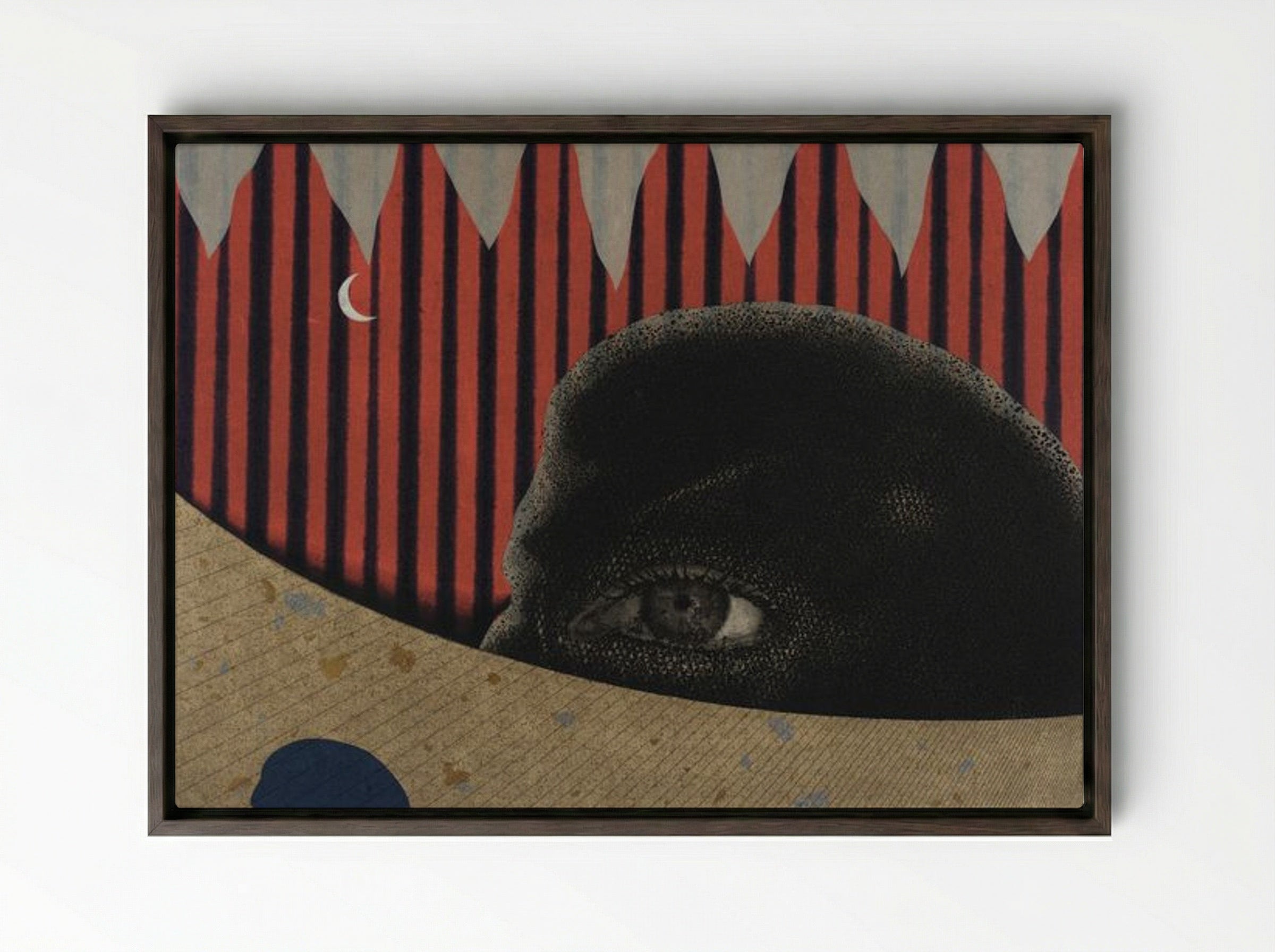 Surrealist Landscape with Eye - Fine Art Print - Framed Canvas Dark Wood