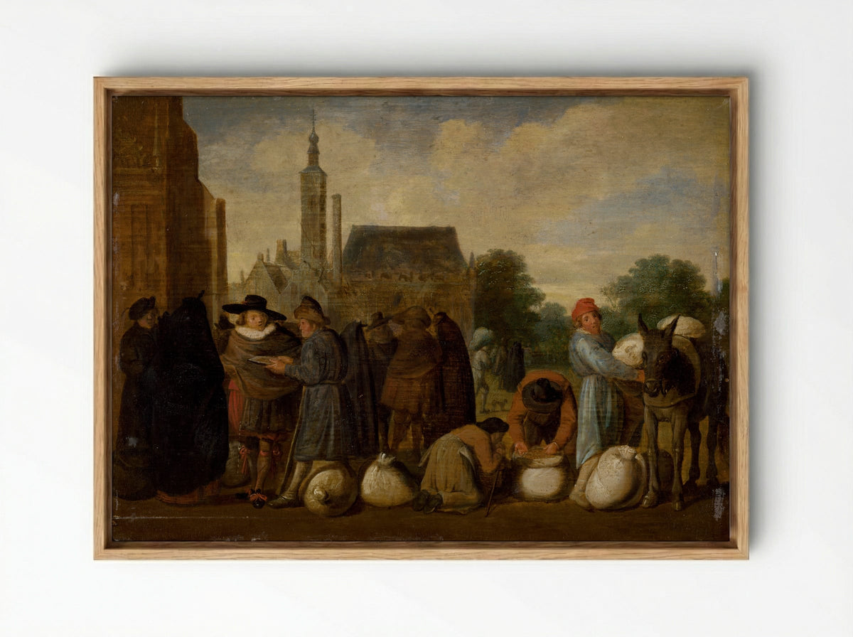 At the Market - Pieter Aertsen - Framed Canvas Wood