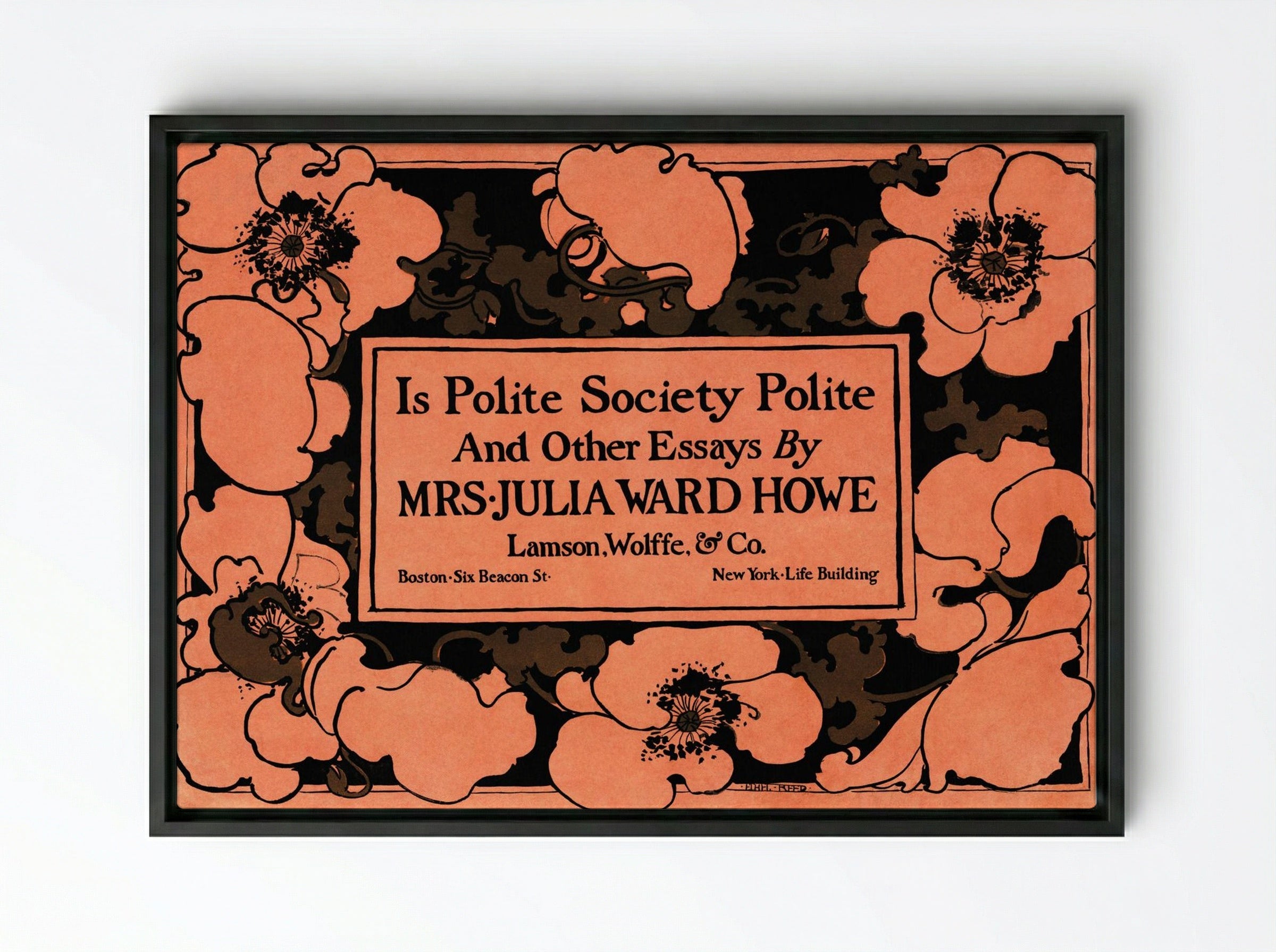 Is Polite Society Polite (Book Cover Design) - Ethel Reed - Framed Canvas Black