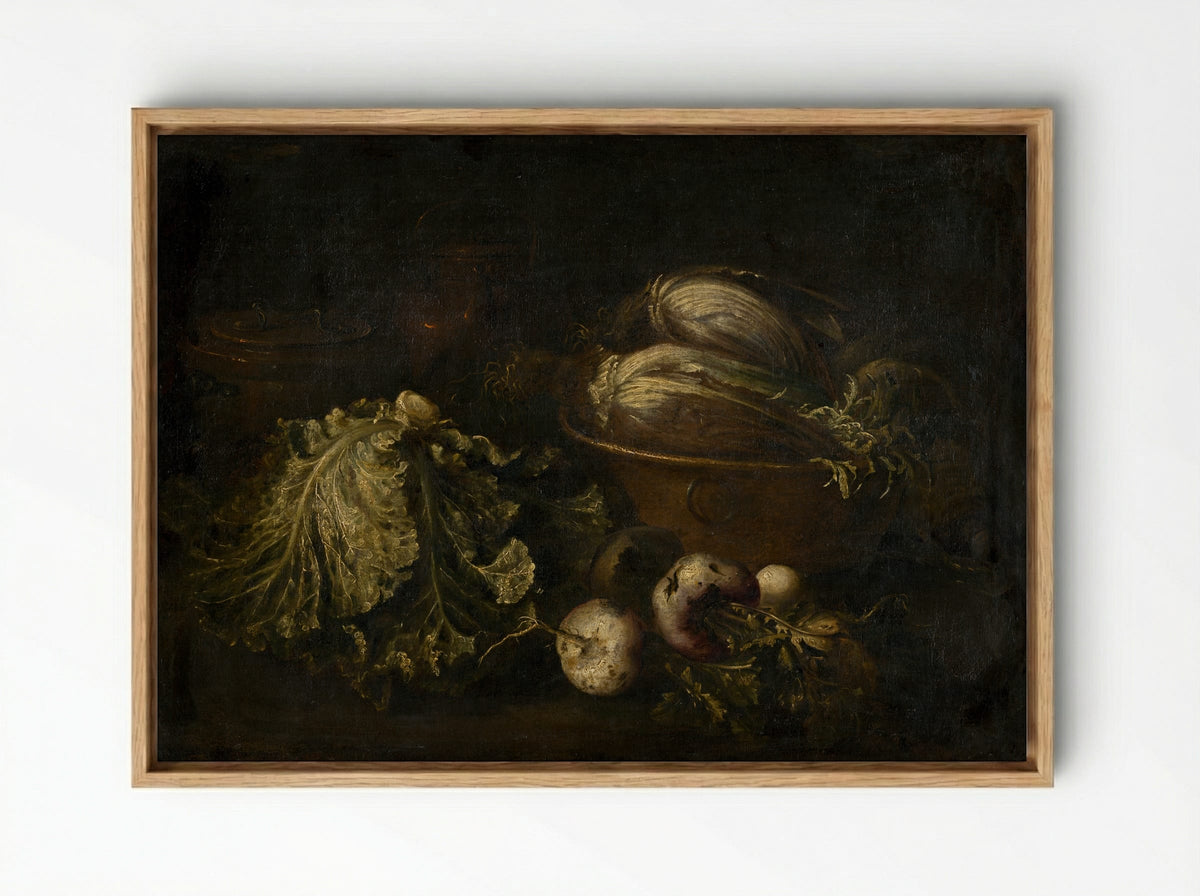 Still Life with Vegetables - Fine Art Print - Framed Canvas Wood