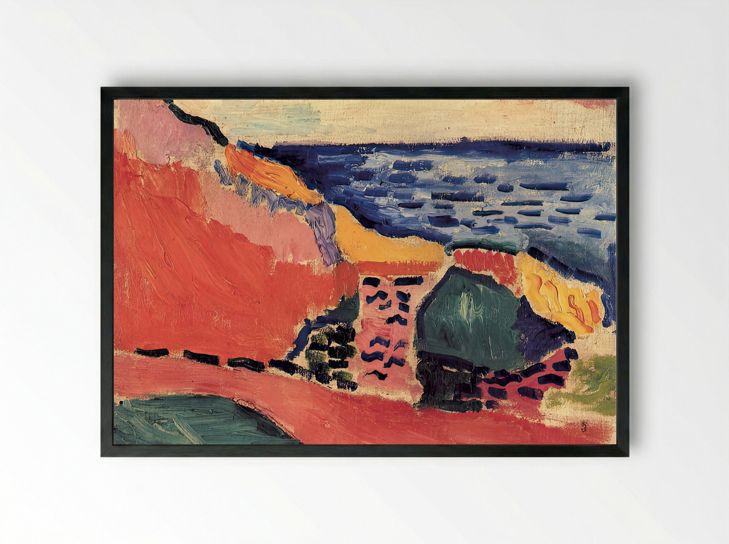 La Moulade, Collioure in the Summer by Henri Matisse – Fauvist Mediterranean Landscape Print - Framed Print Black