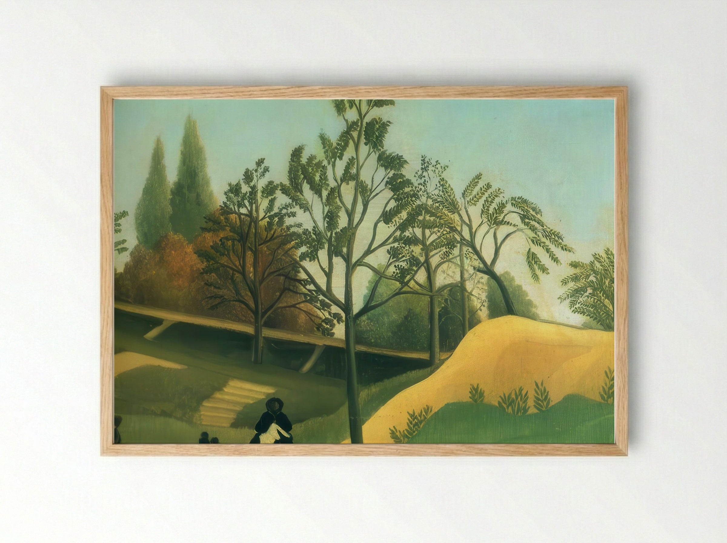 View of the Fortifications by Henri Rousseau – Naïve Art Urban Landscape Print - Framed Print Wood