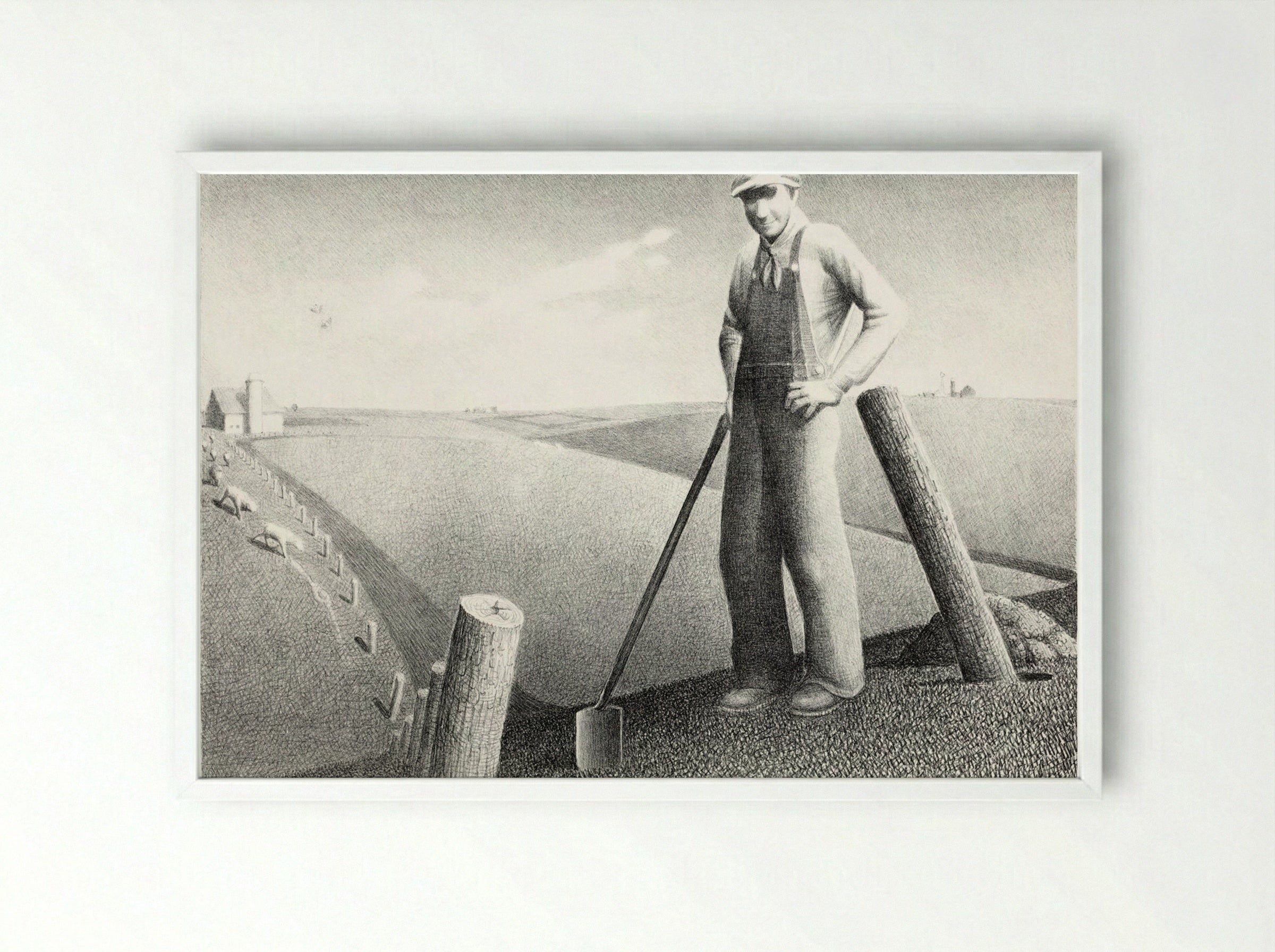 In the Spring - Grant Wood - Framed Print White