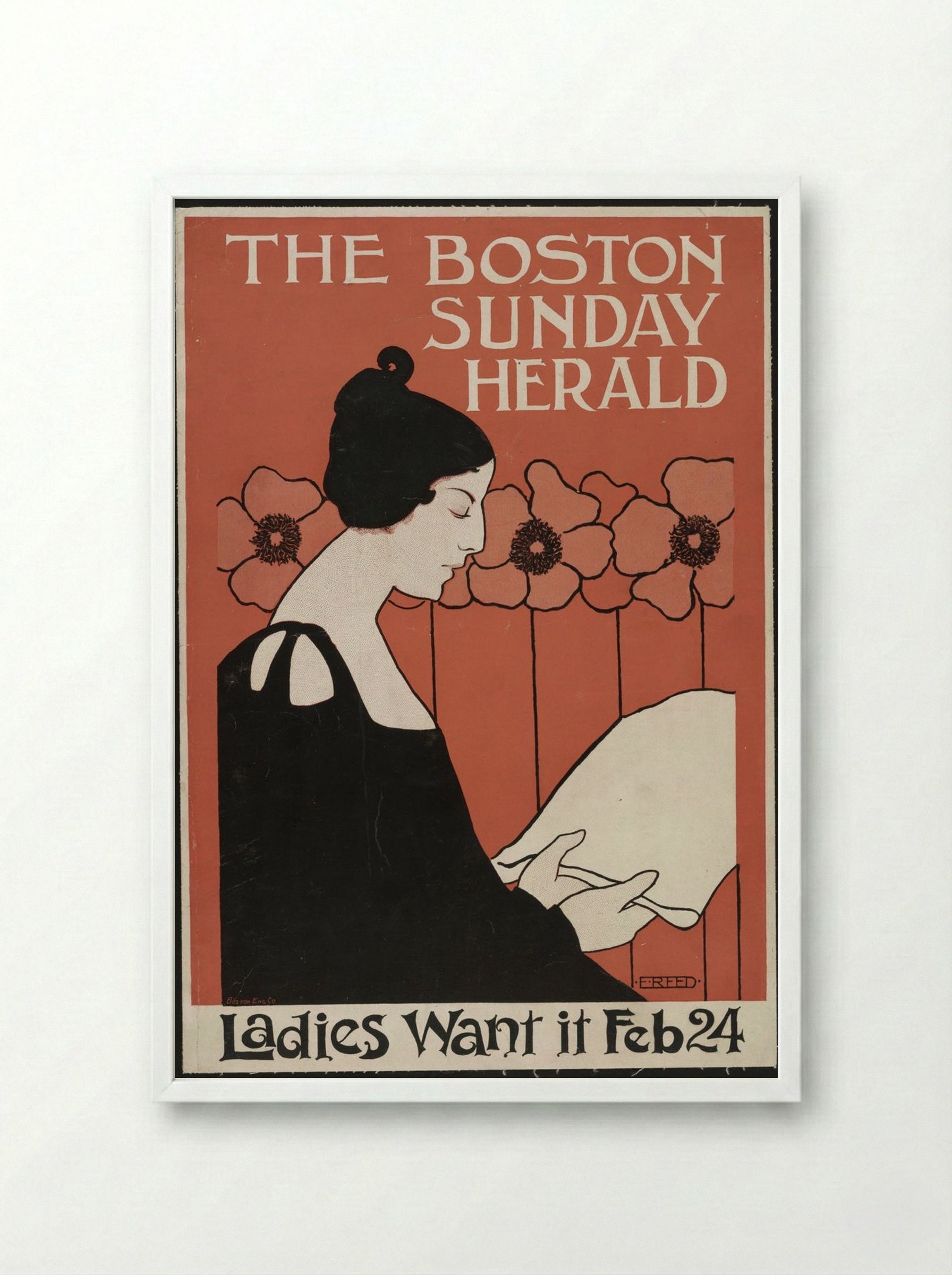 The Boston Sunday Herald - Ladies Want It Feb 24 - Ethel Reed - Framed Print White
