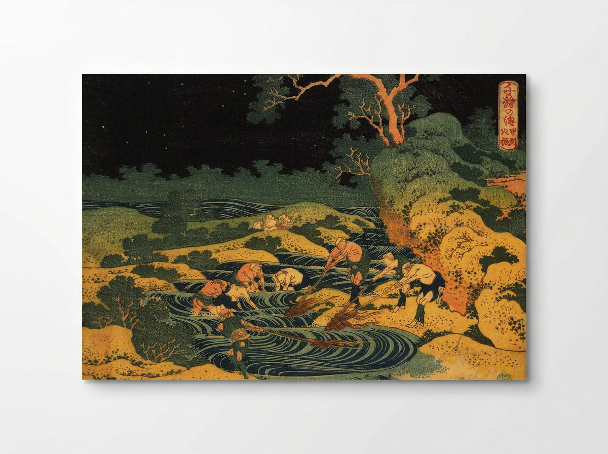 Fishing by Torchlight in Kai Province - Utagawa Hiroshige - Poster