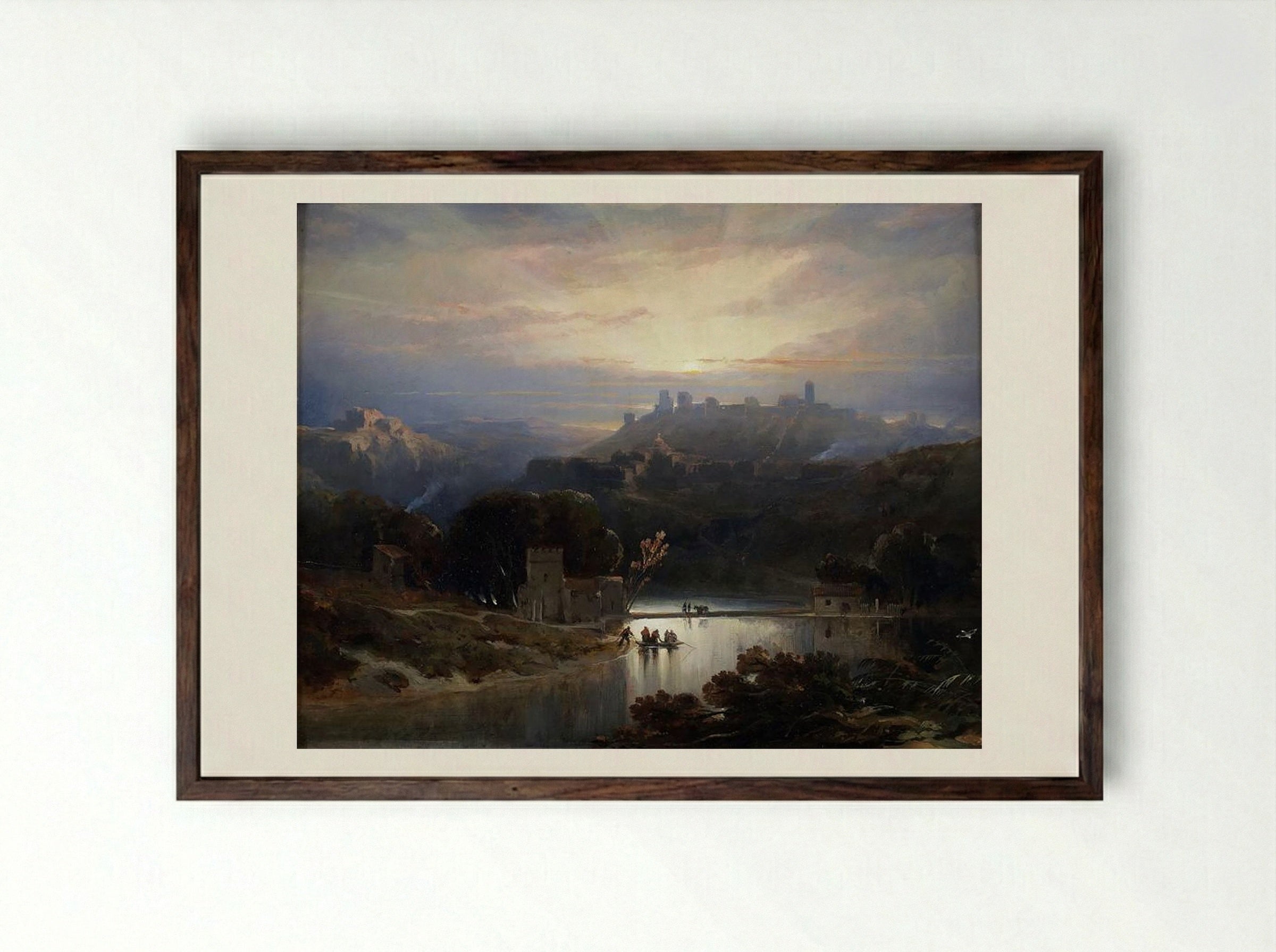 The Castle of Alcalá de Guadaíra - David Roberts - Framed Print Dark Wood