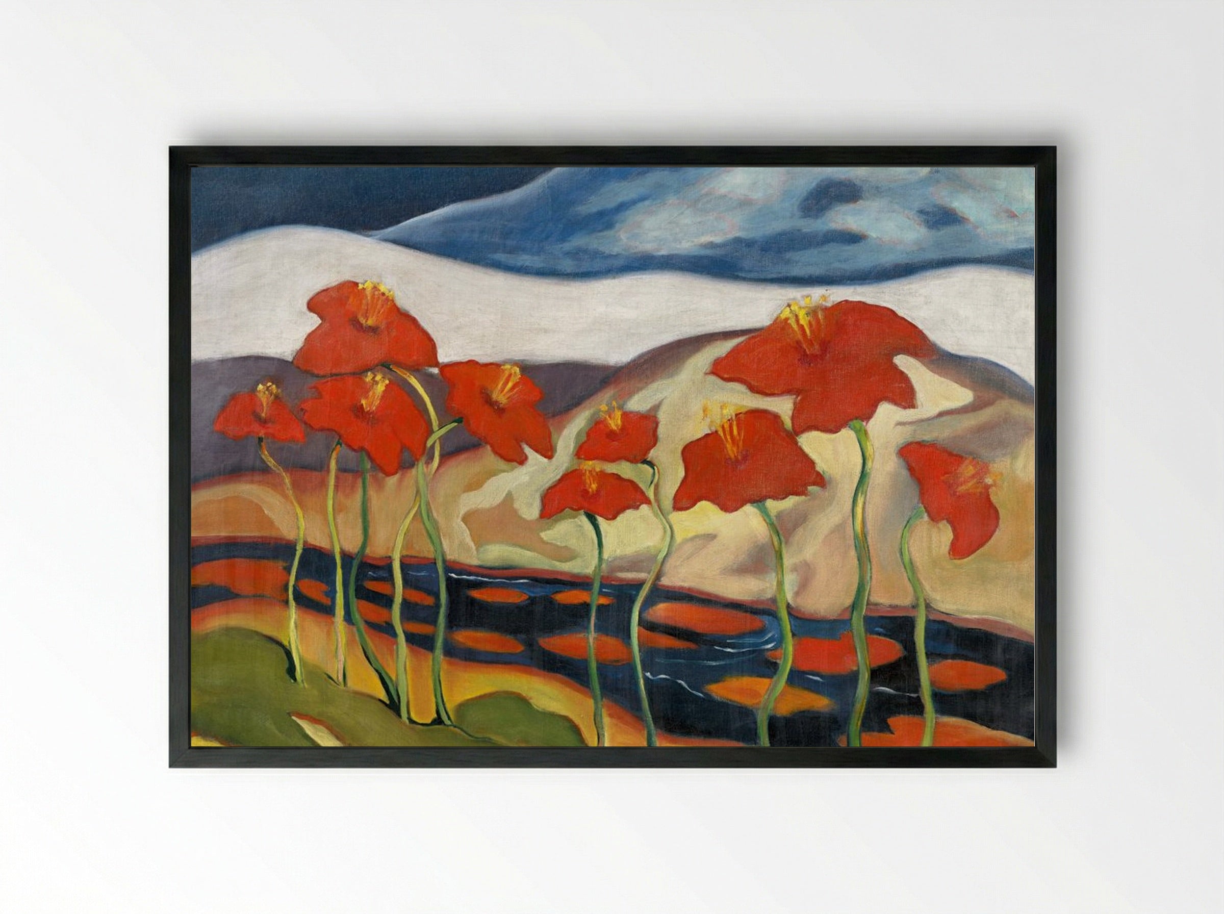Landscape with Flowers (Nirvana) - Zolo Palugyay - Framed Print Black