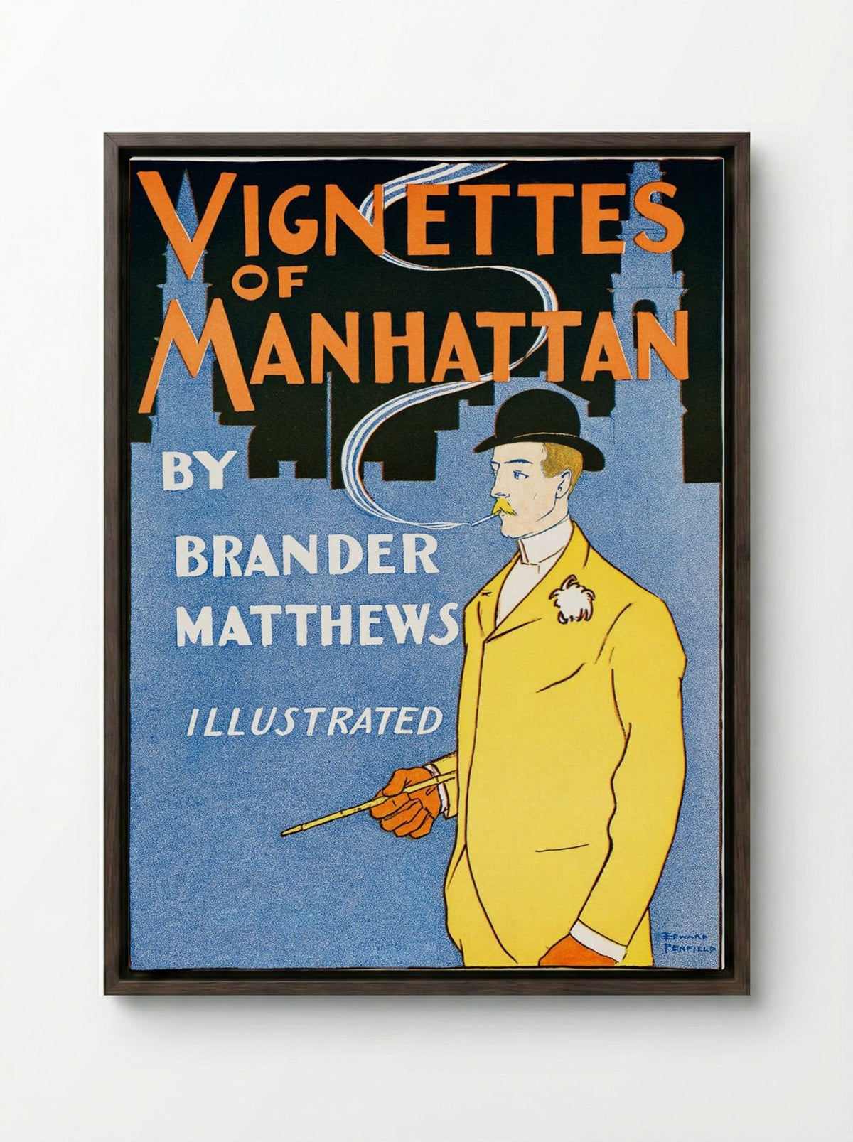 Vignettes of Manhattan - Edward Penfield - Framed Canvas Dark Wood