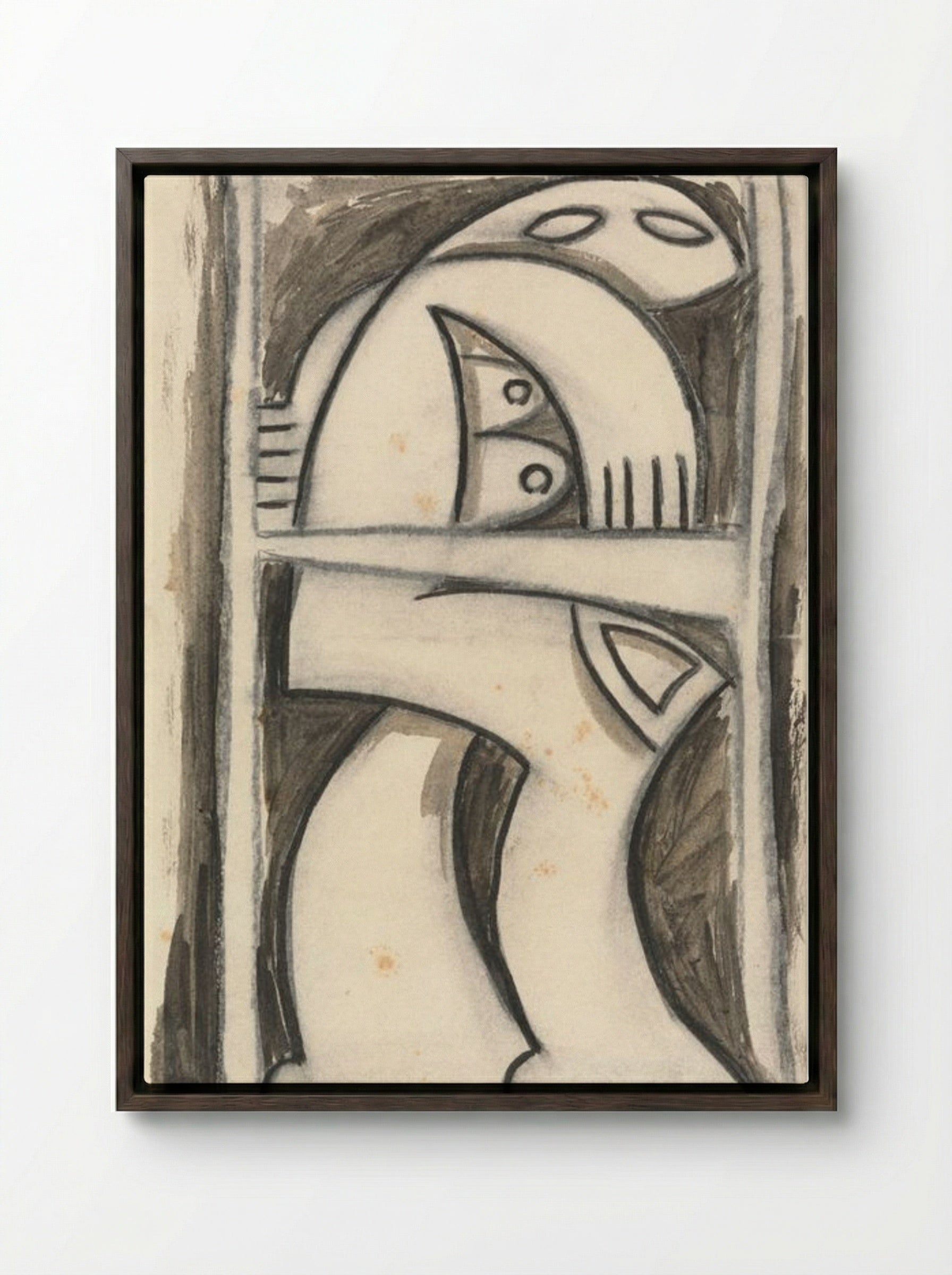 Standing Female Figure (Study) - Pablo Picasso - Framed Canvas Dark Wood