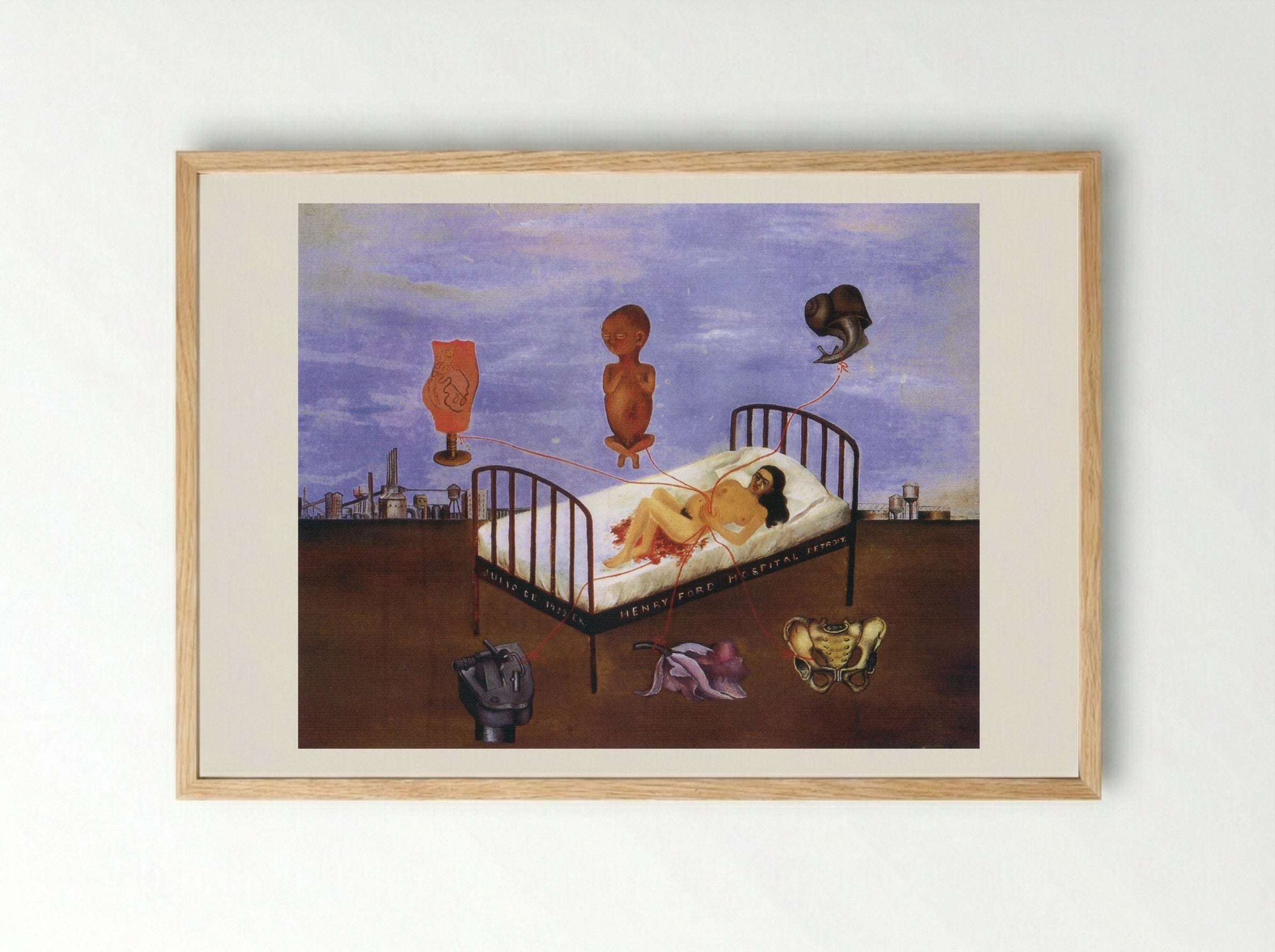 Henry Ford Hospital (The Flying Bed) - Frida Kahlo - Framed Print Wood