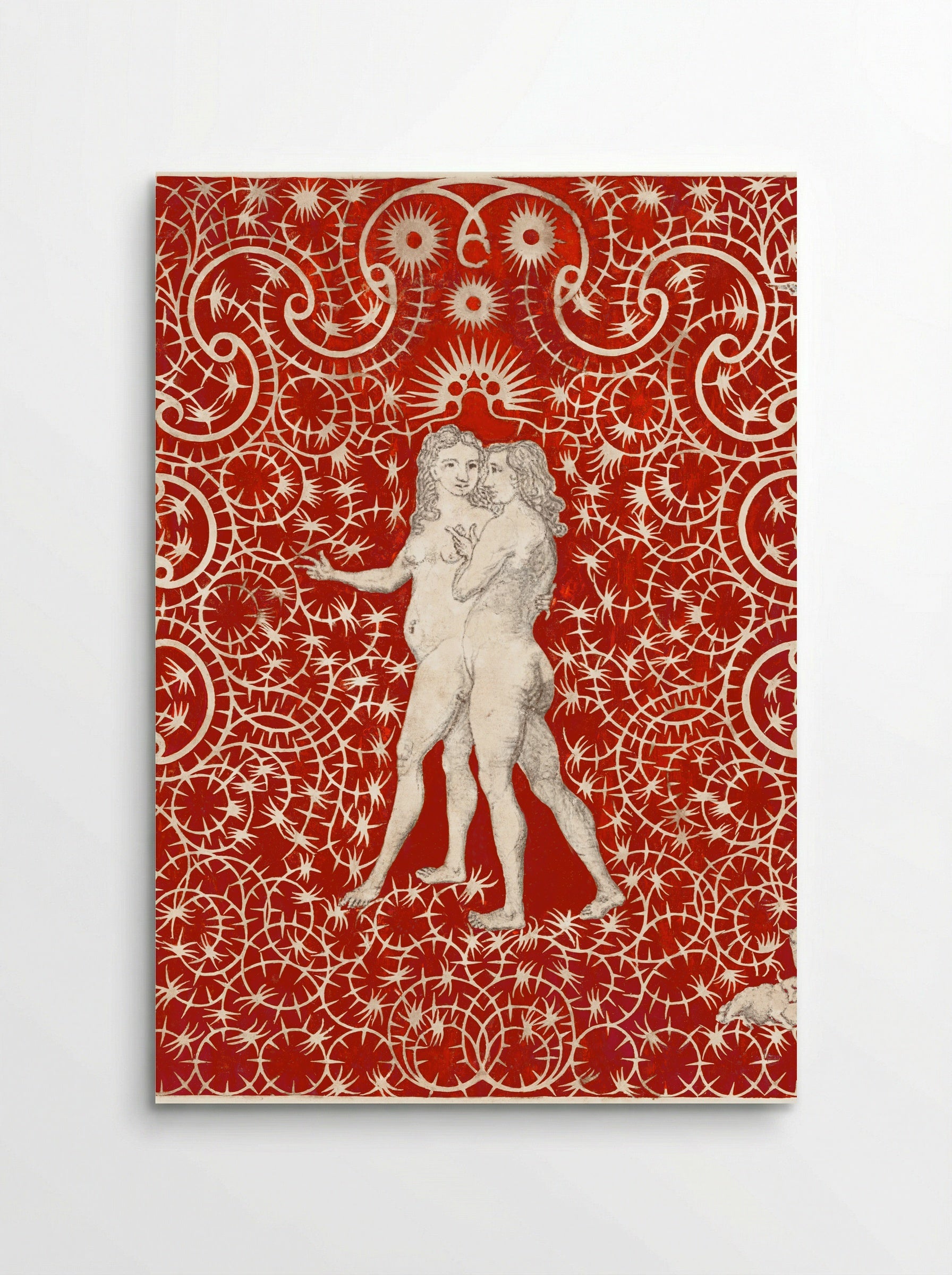 Adam and Eve in the Garden with a Pair of Sheep and a Pair of Doves - British 18th Century - Poster