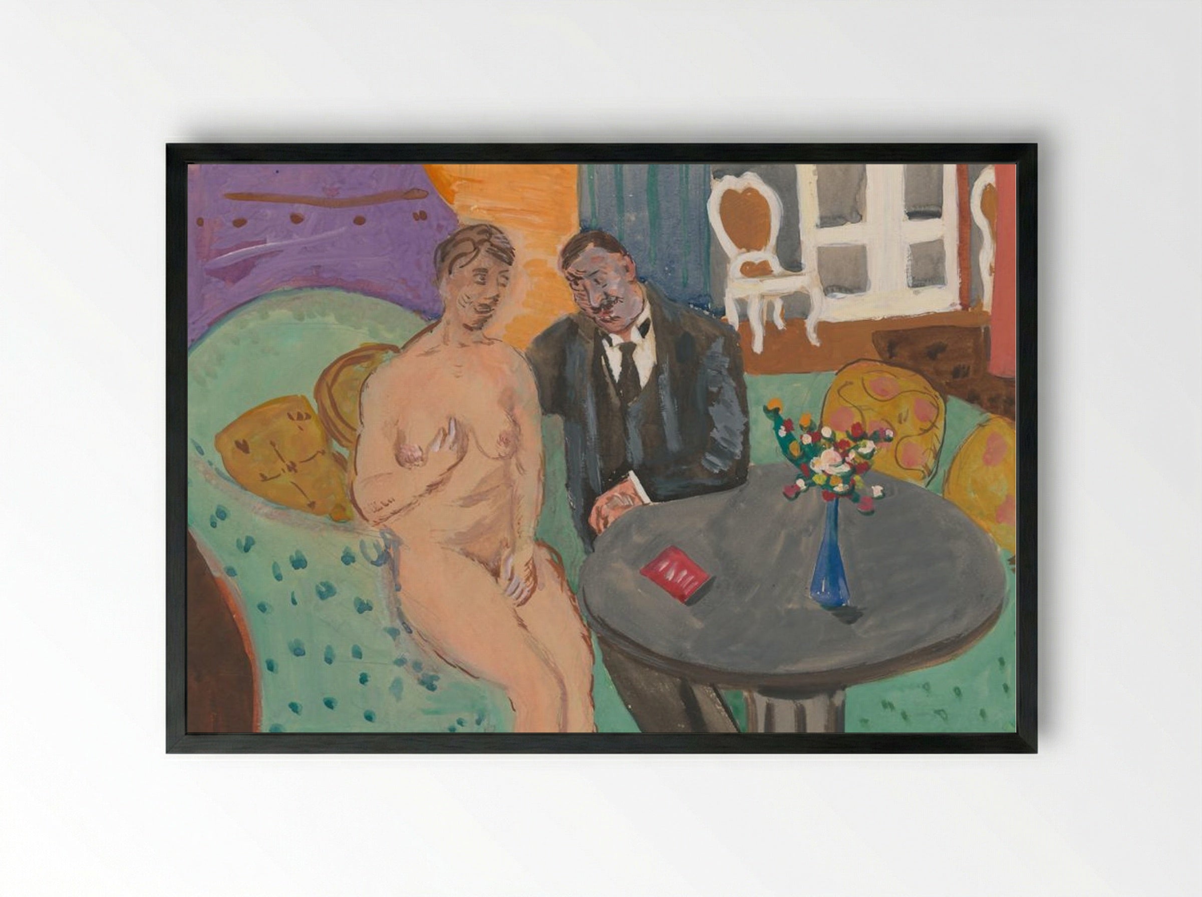 He and Sofa - Cyprián Majerník - Framed Print Black