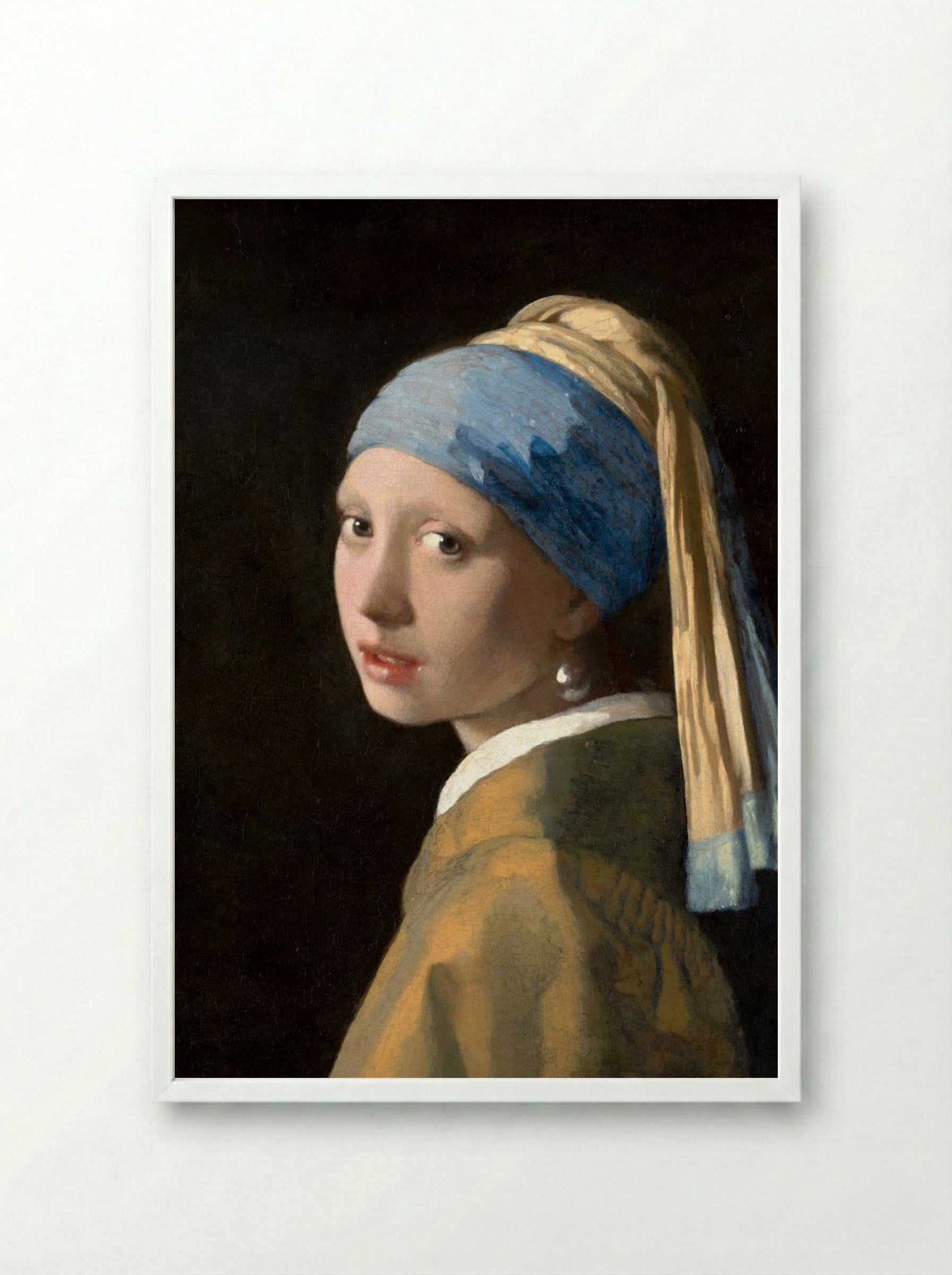 Girl with a Pearl Earring - Johannes Vermeer - Framed Print White