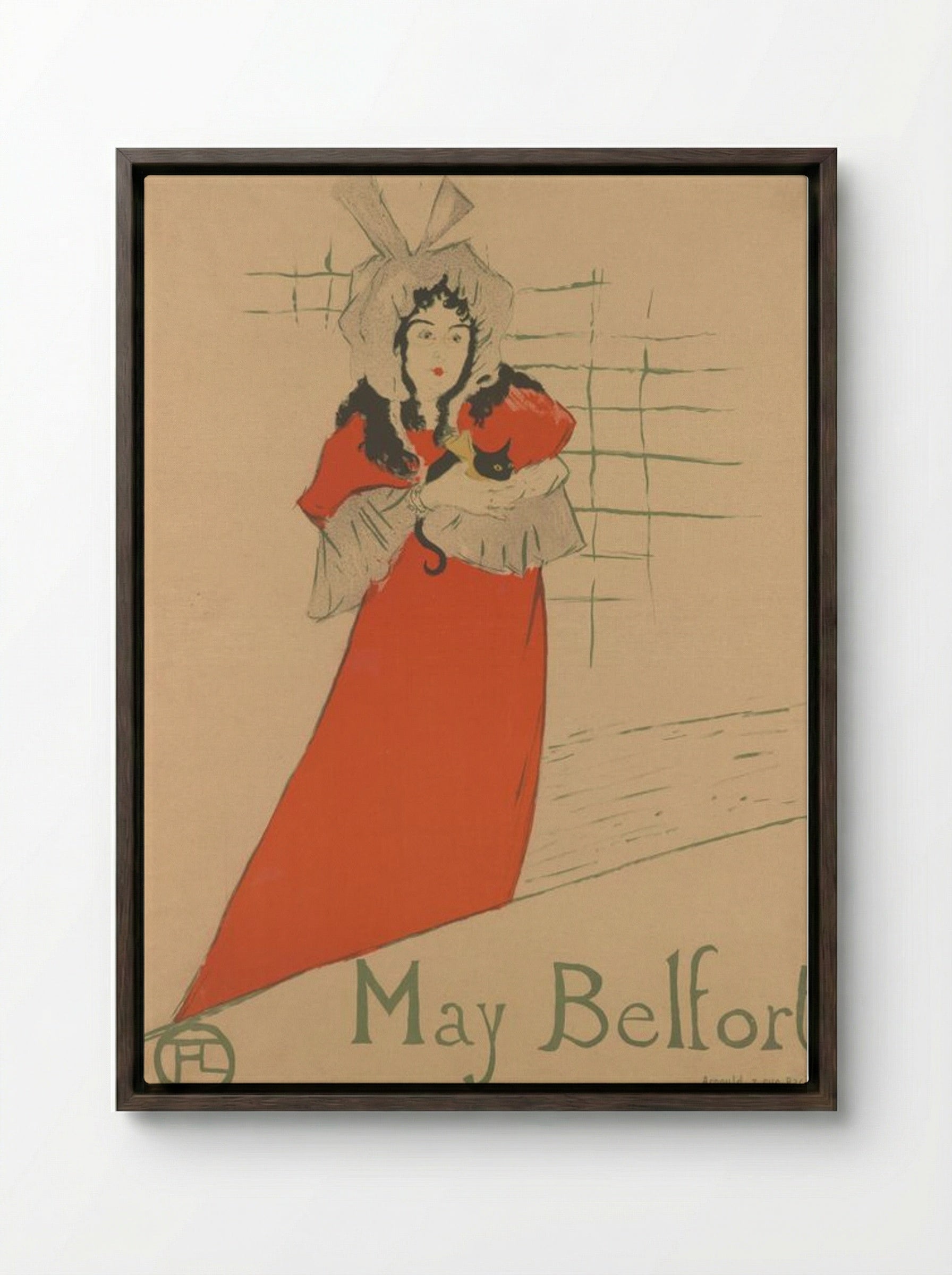 May Belfort - Henri de Toulouse-Lautrec - Framed Canvas Dark Wood