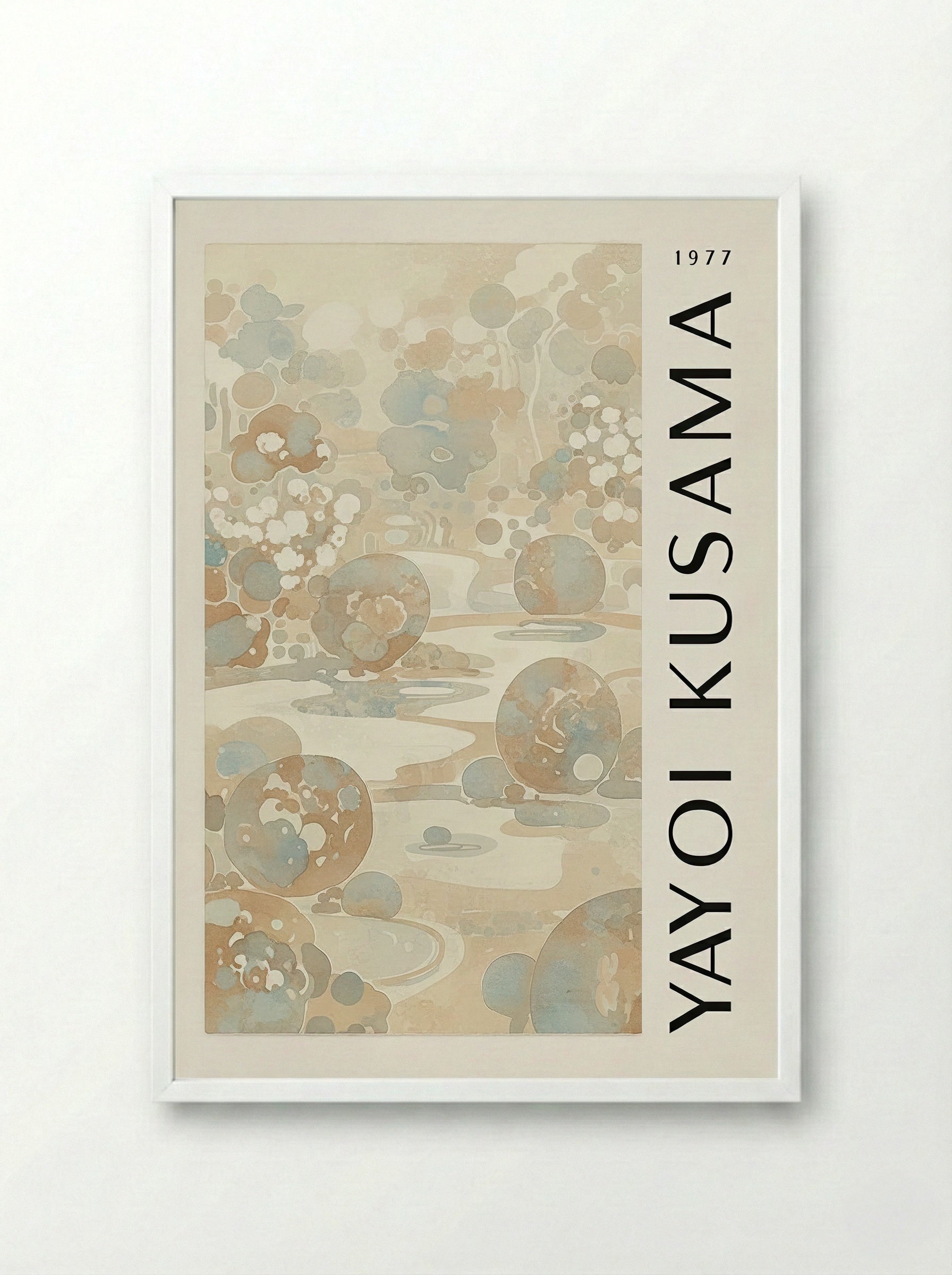 Serene Nature - Yayoi Kusama - Framed Print White